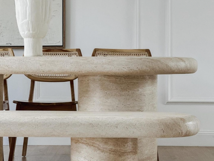 Travertine Dining Table Benches