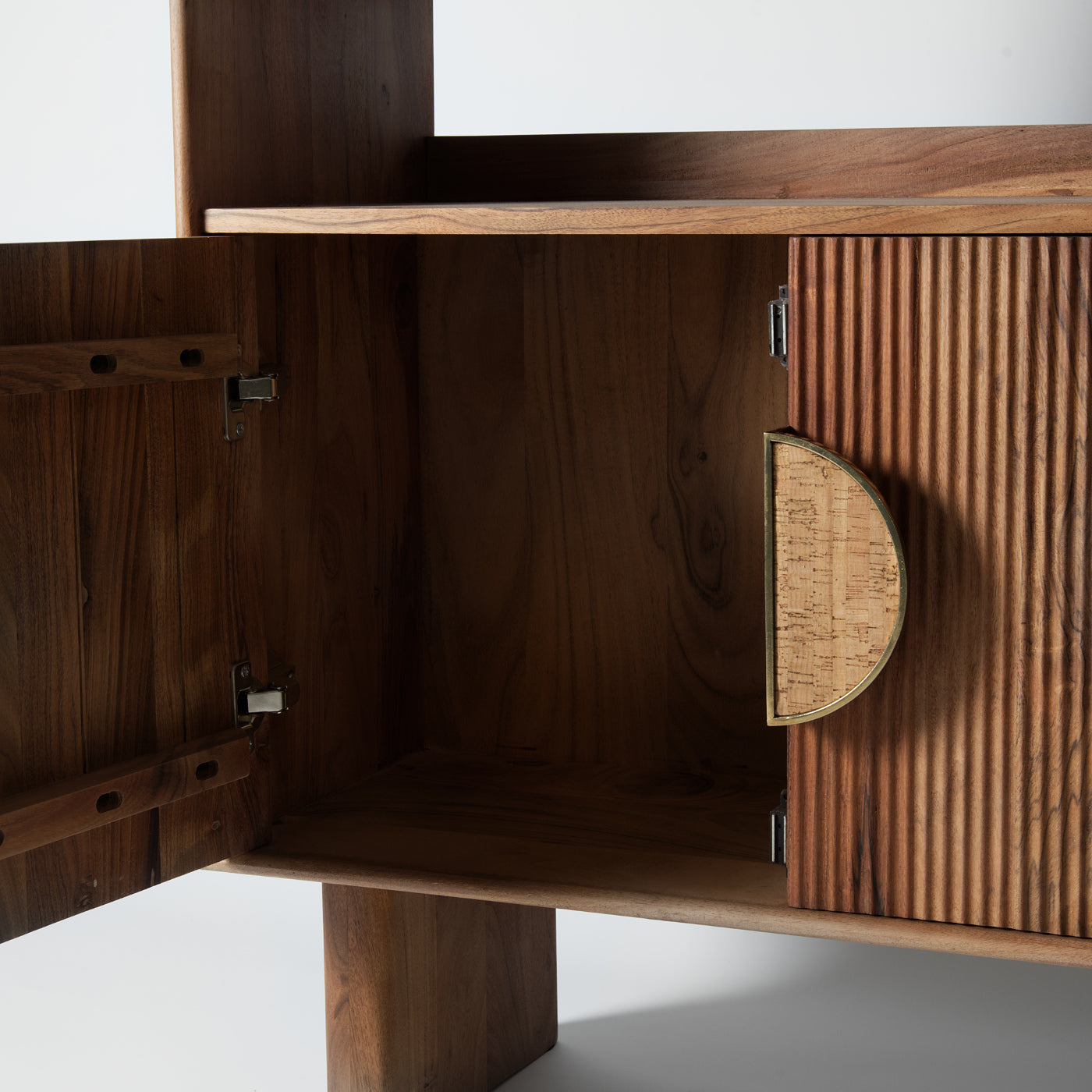 Ribbed acacia bookcase