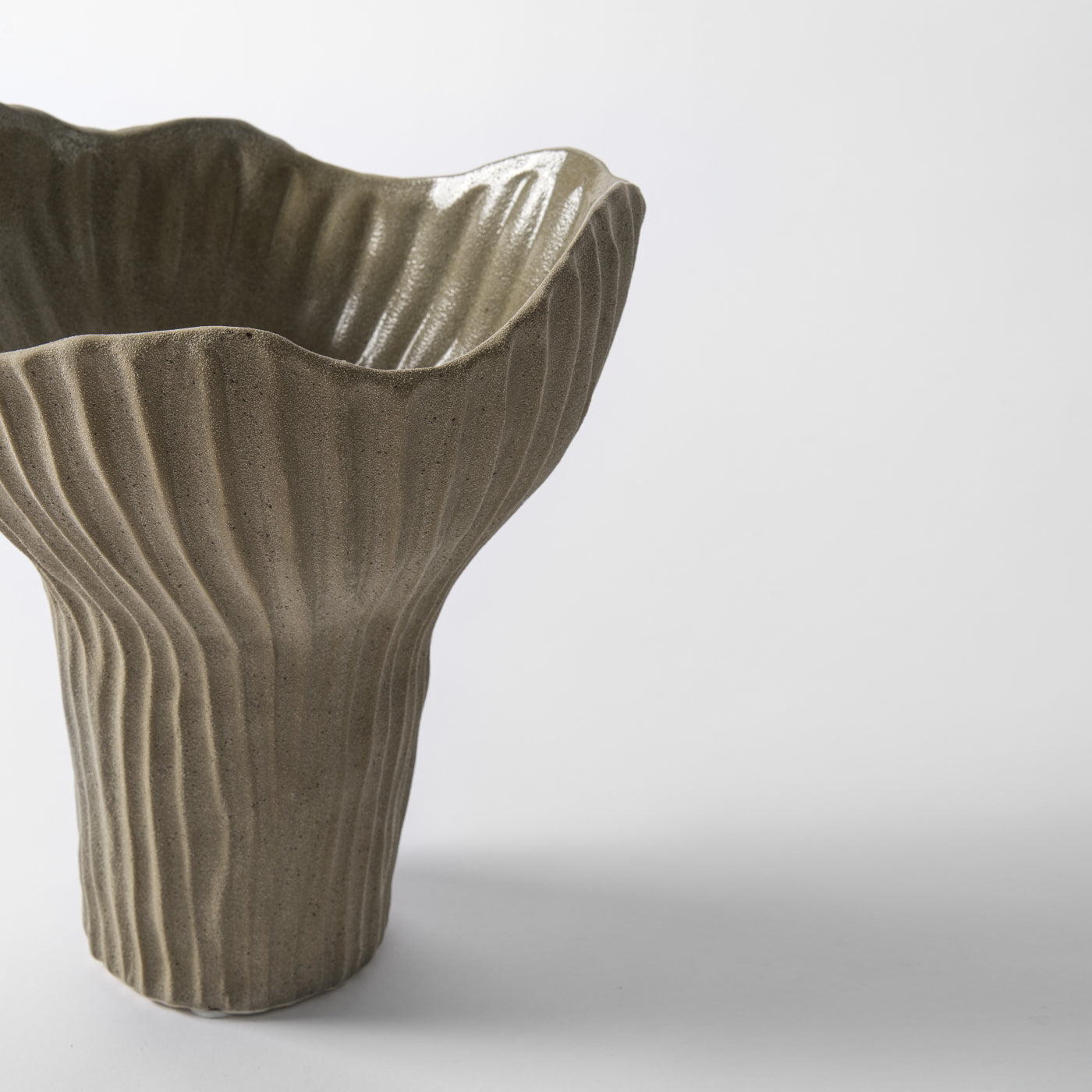 ribbed ceramic vase