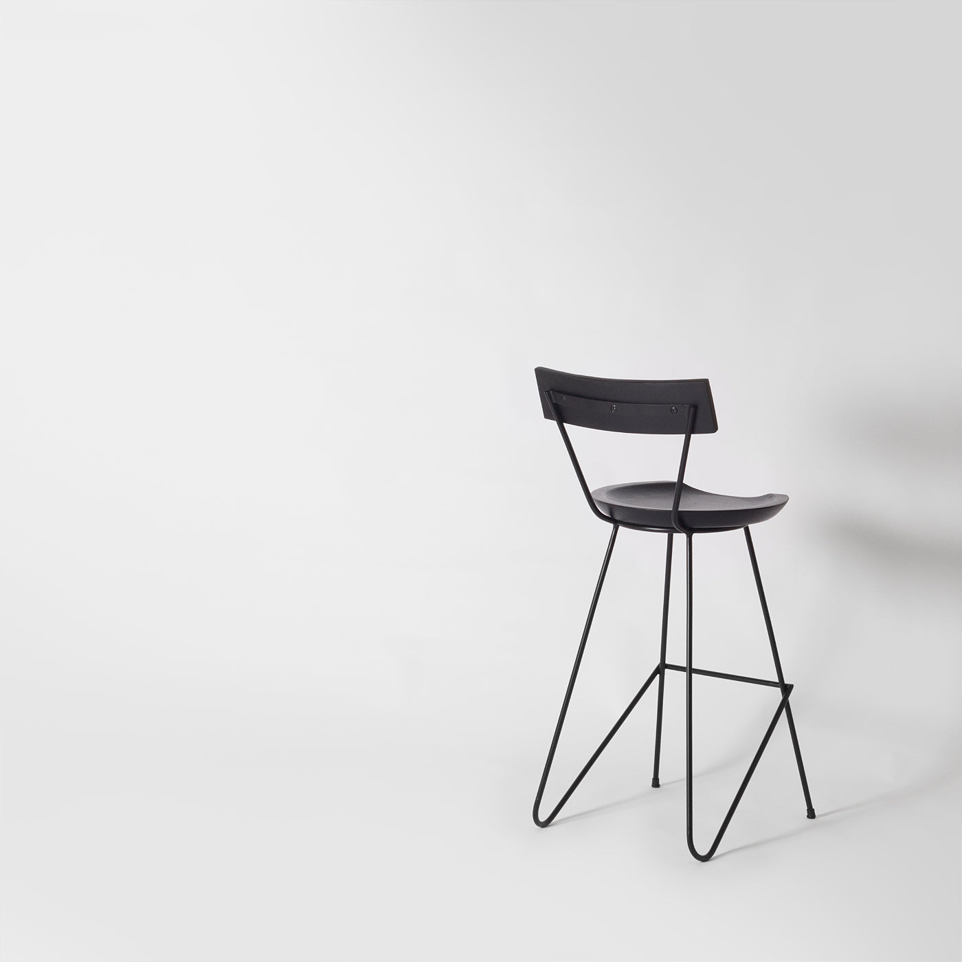 Black Counter Stool with Backrest, 65cm