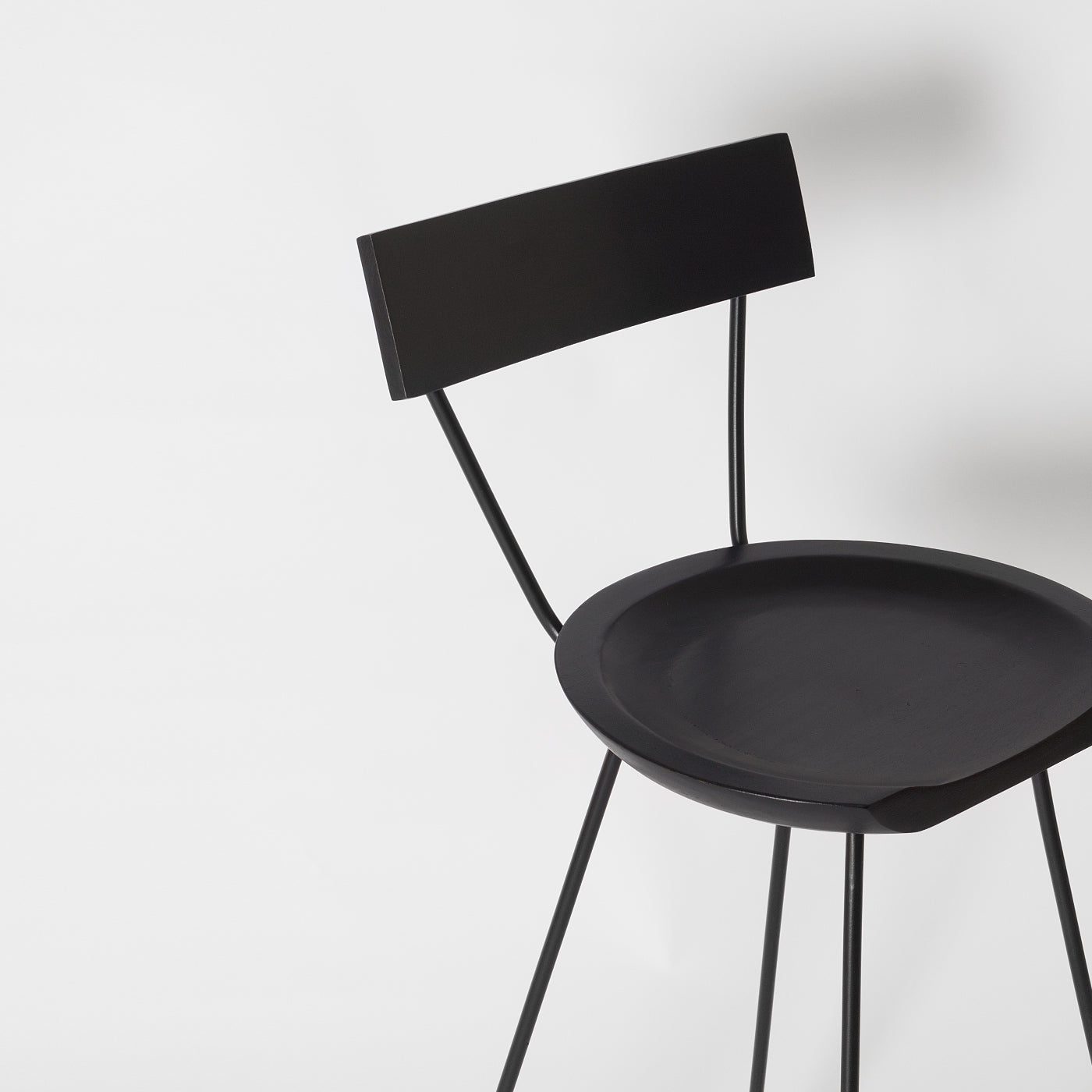 Black Bar Stool with Backrest, 65cm