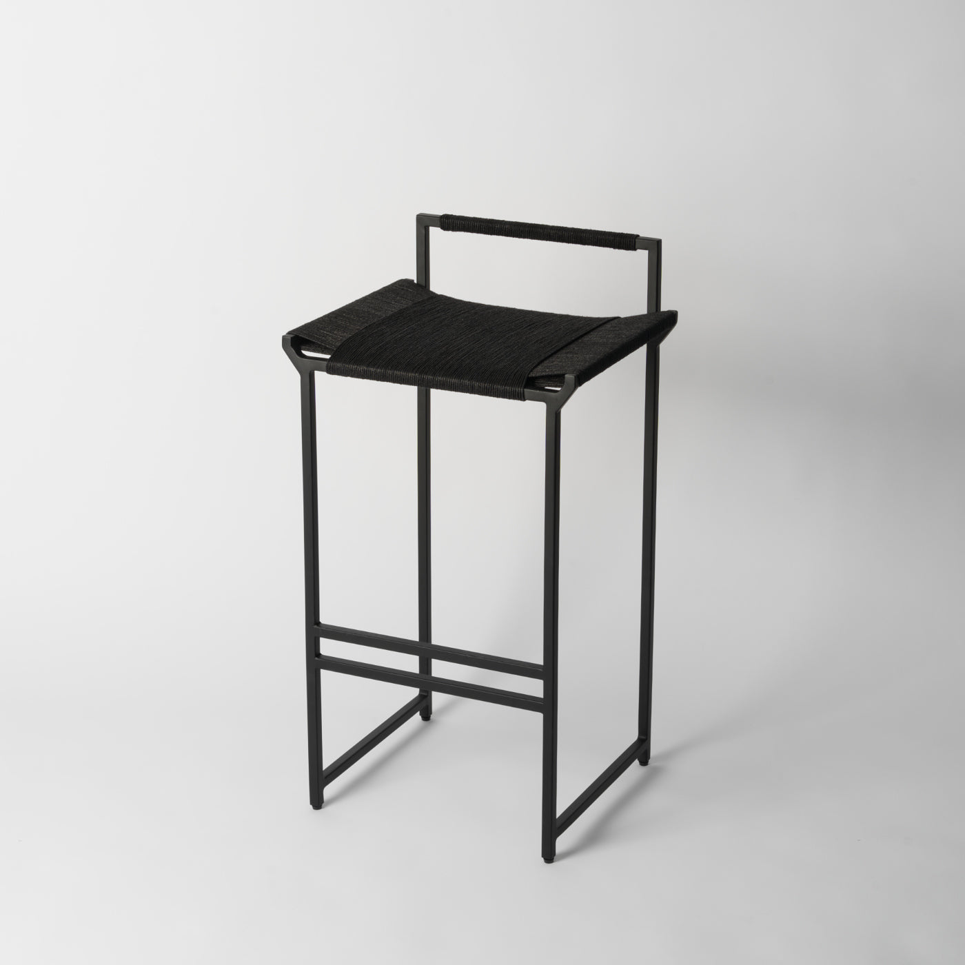 Black Jute Bar Stool, Woven