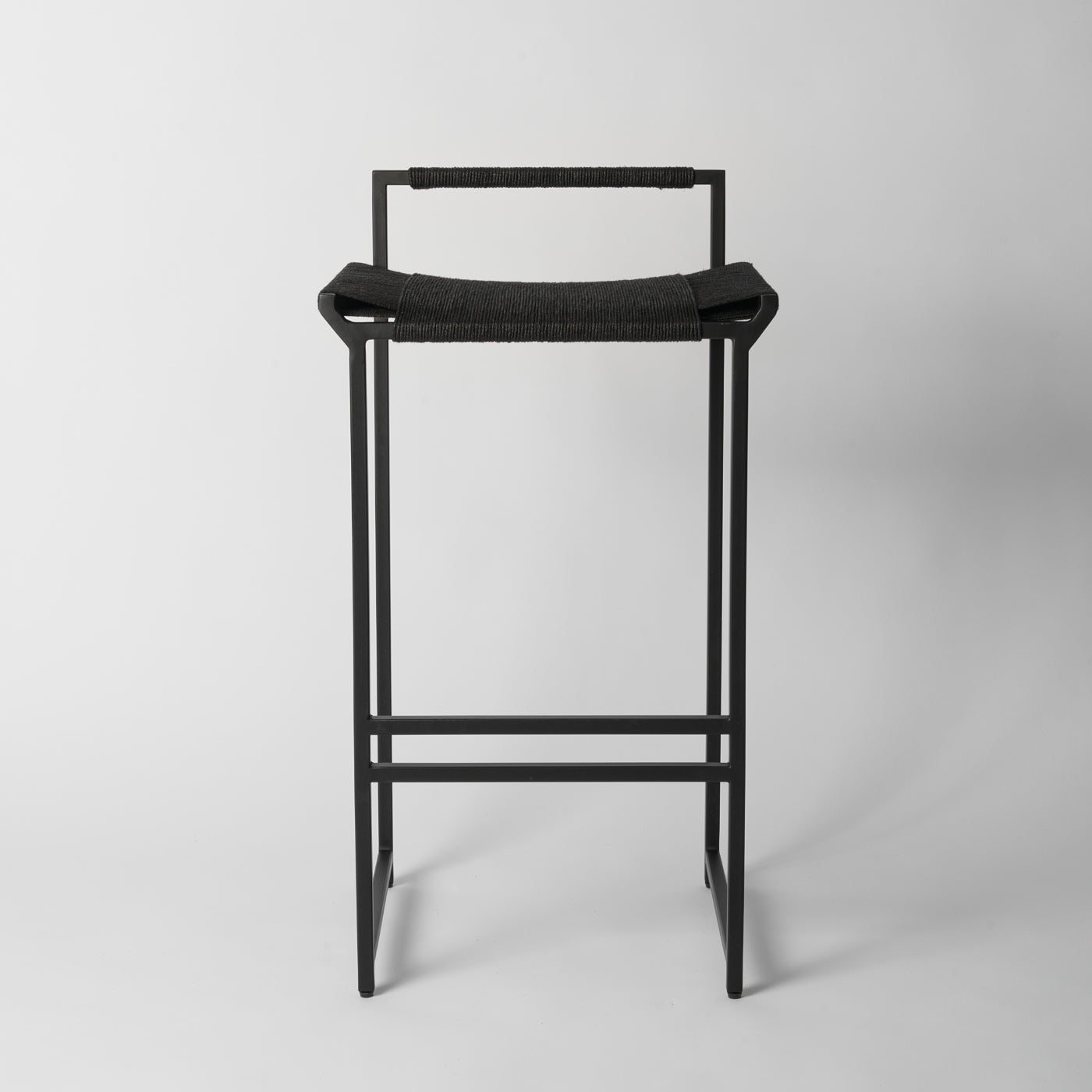 Black Jute Bar Stool, Woven