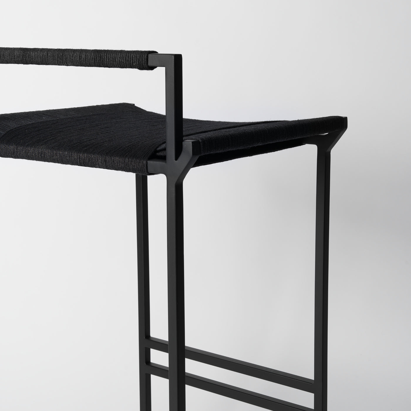 Black Jute Bar Stool, Woven