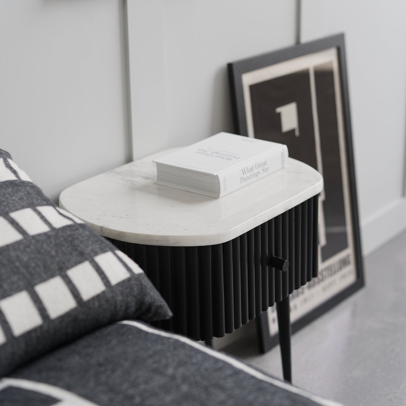 Black and White Bedside Table Marble