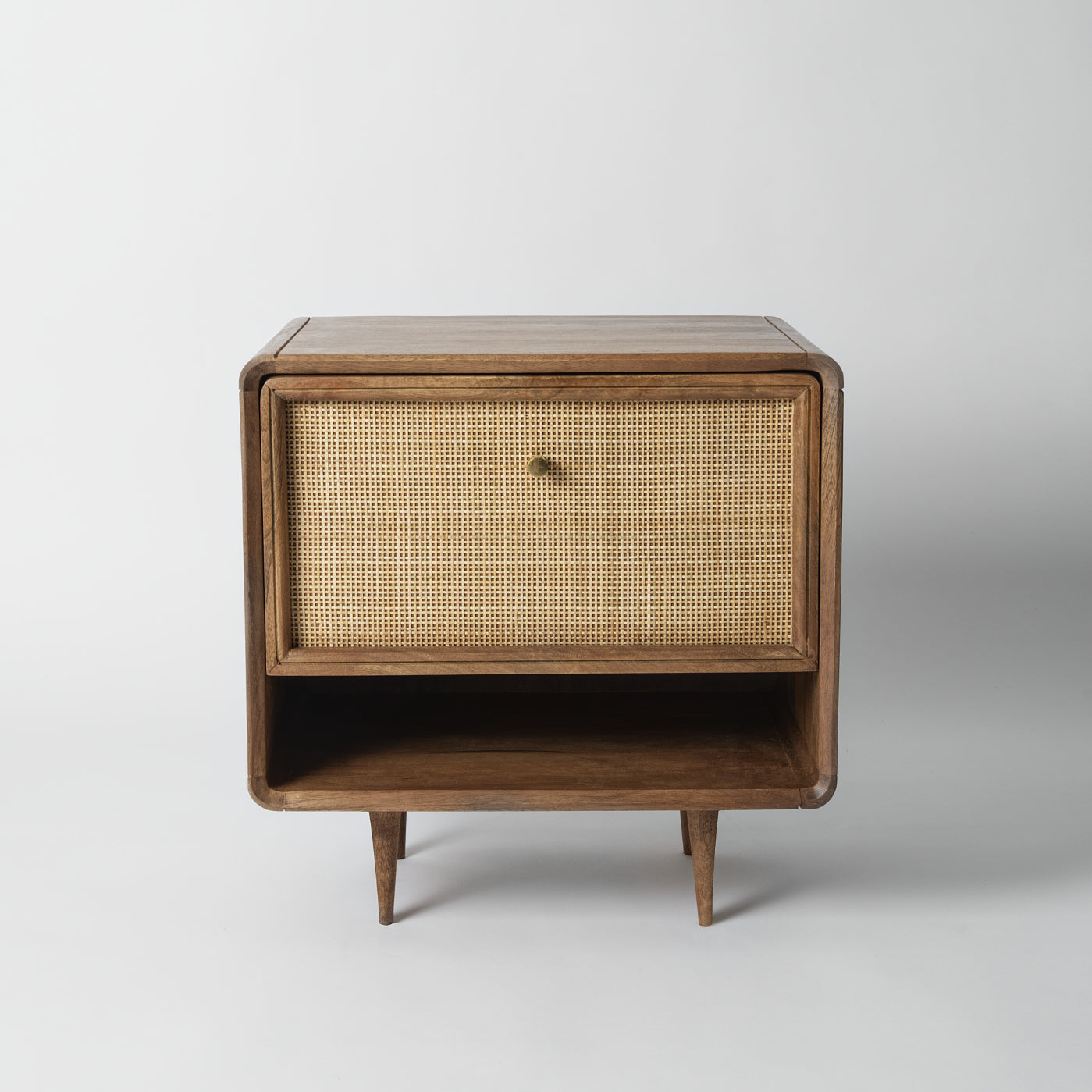 Mango Wood And Cane Bedside Table