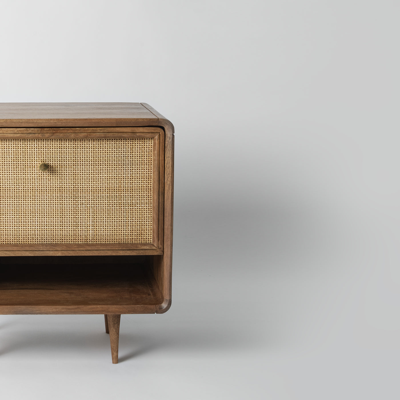 Mango Wood And Cane Bedside Table