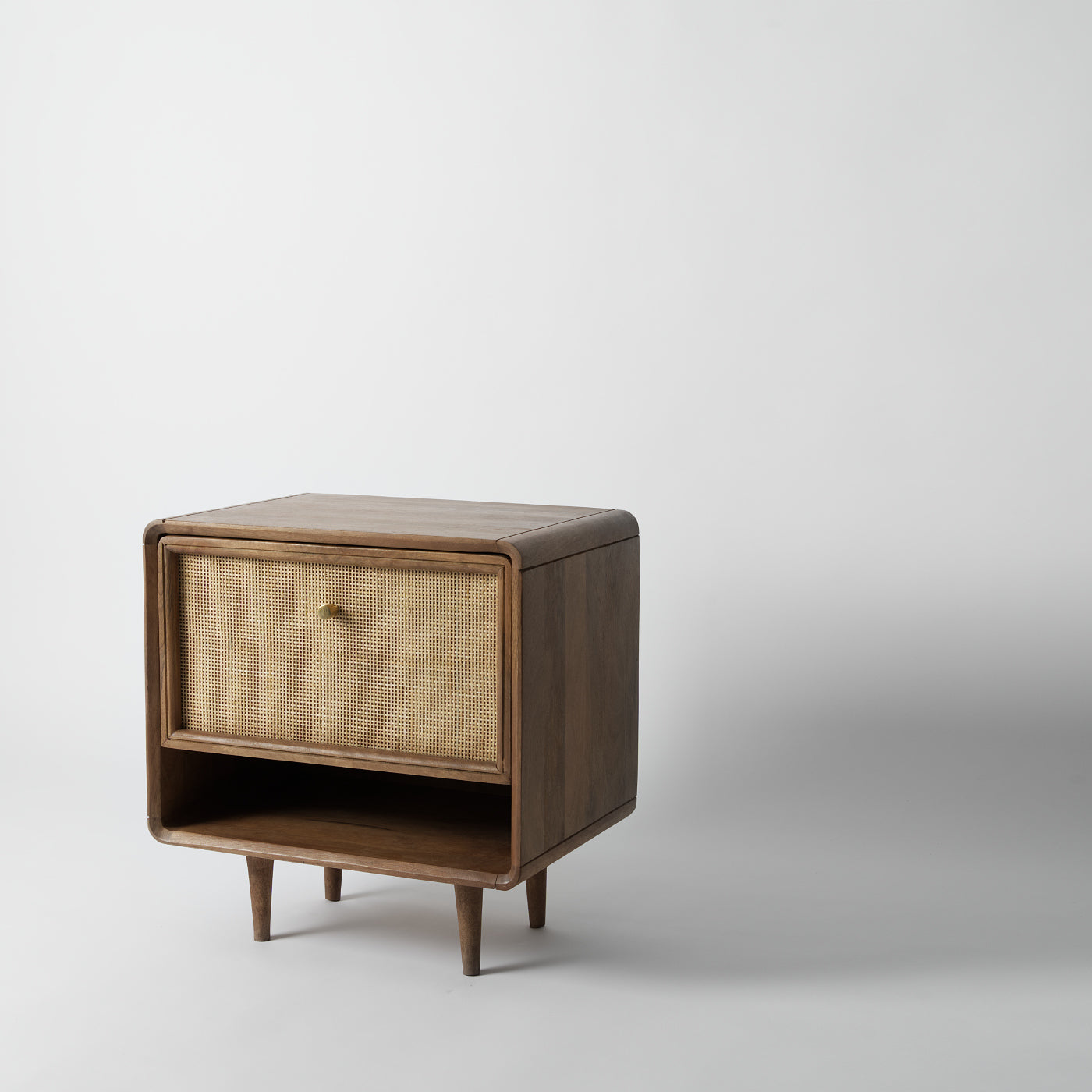 Mango Wood And Cane Bedside Table