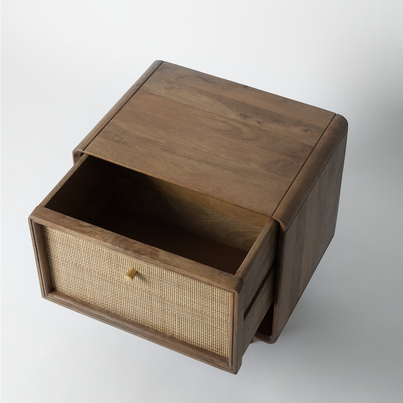 Mango Wood And Cane Bedside Table