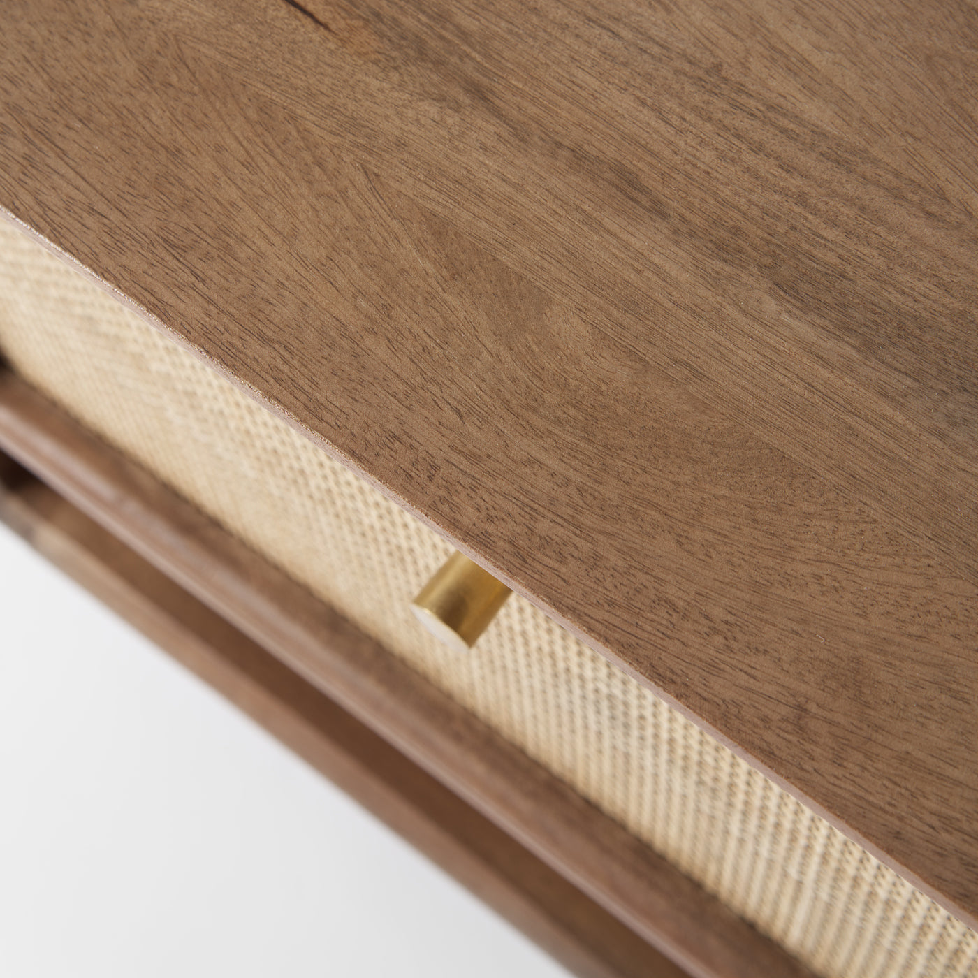 Mango Wood And Cane Bedside Table