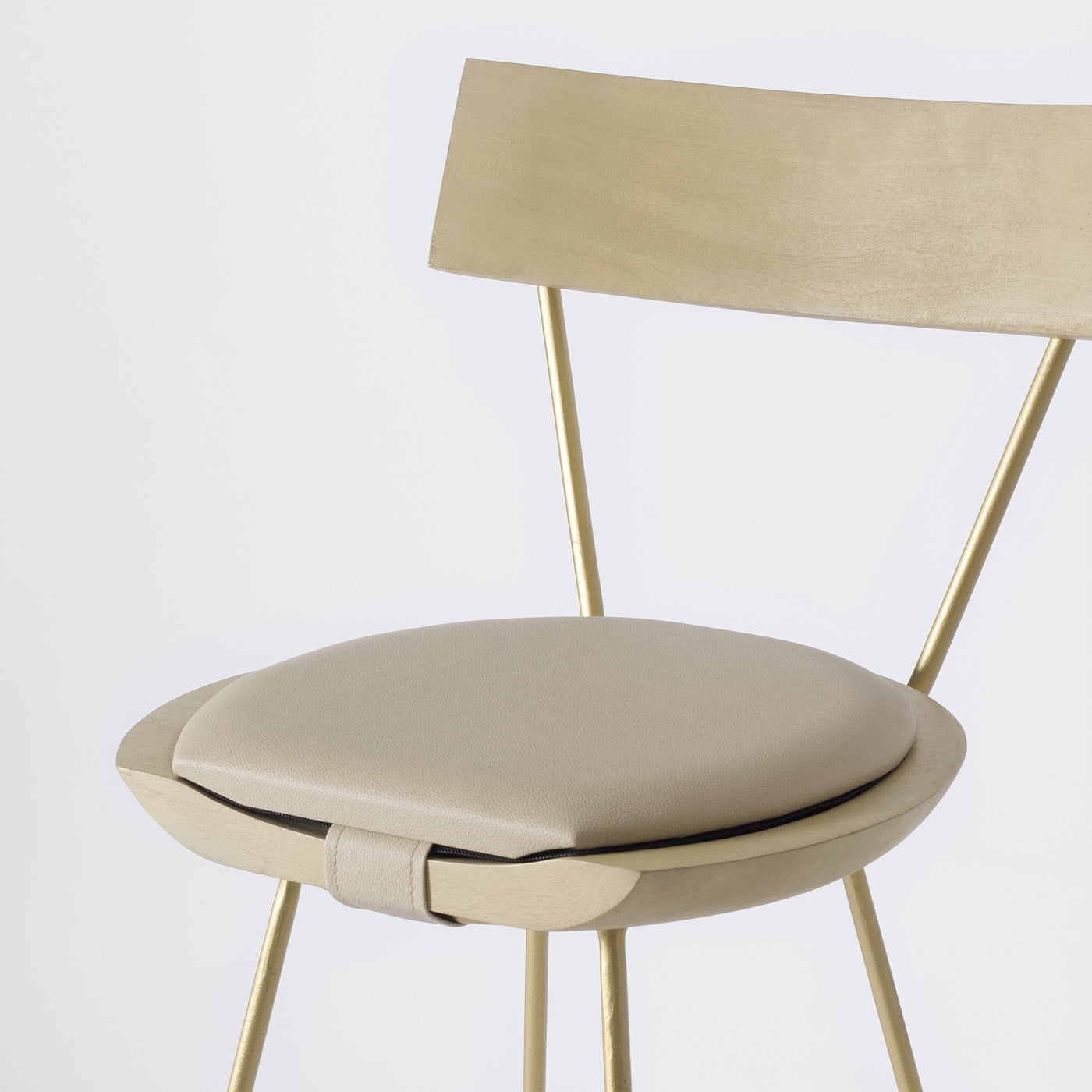 Cream Leather Bar Stool
