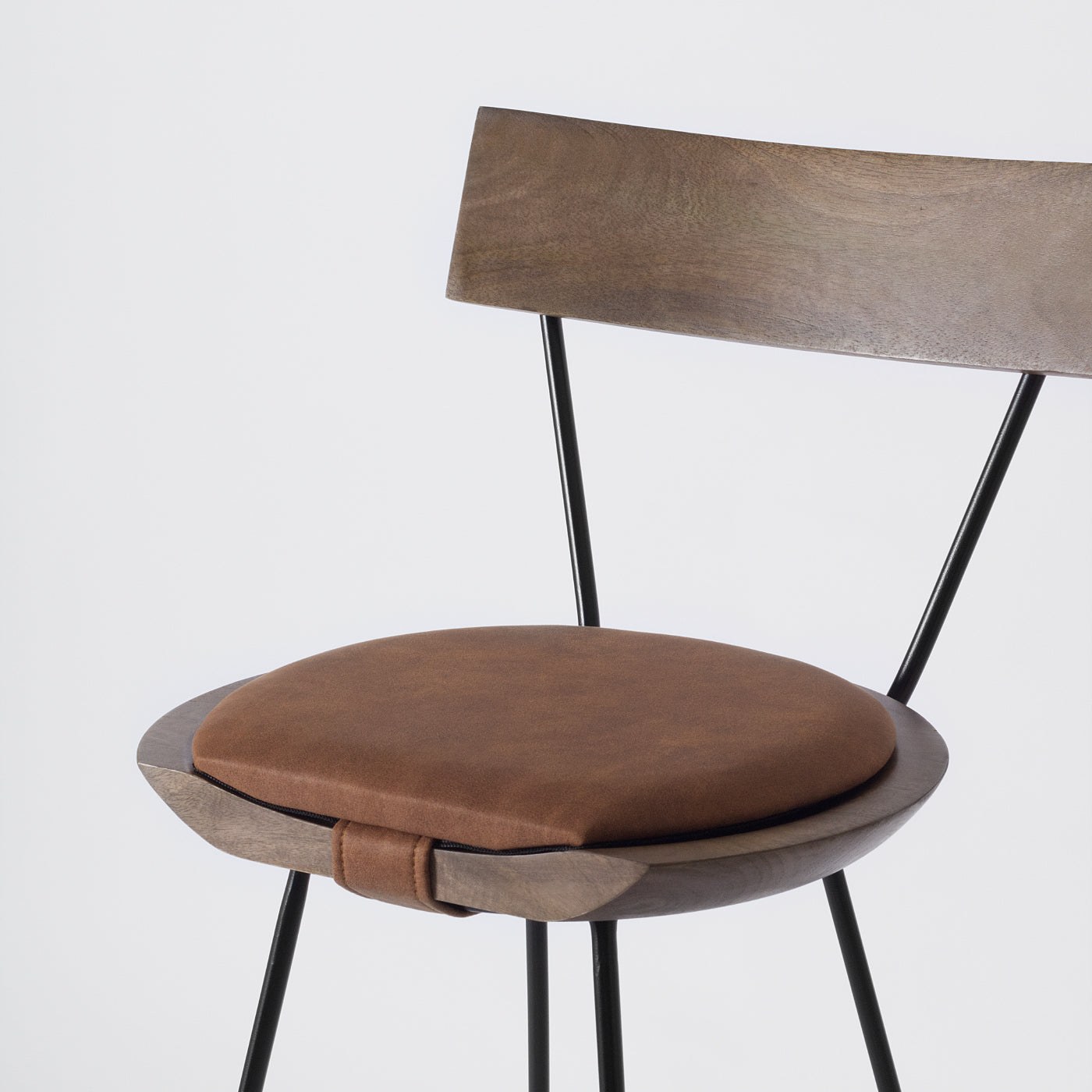 Dark leather bar stool
