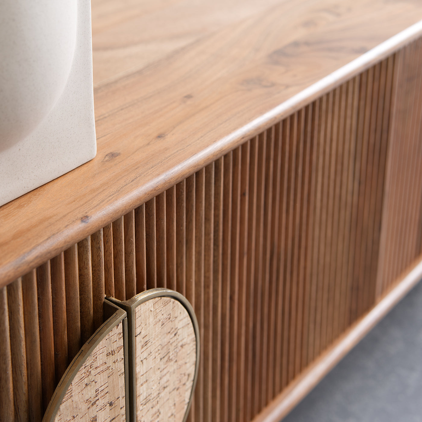 Acacia Ribbed TV Stand