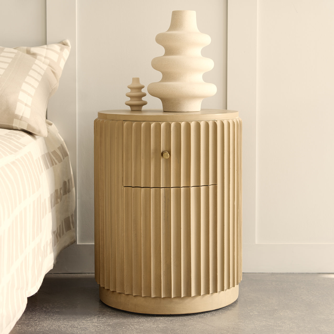 Fluted Bedside Table