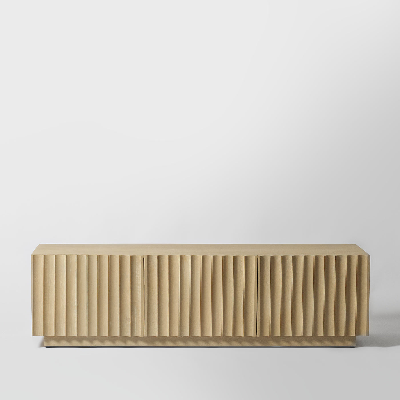 Fluted tv stand pale wood