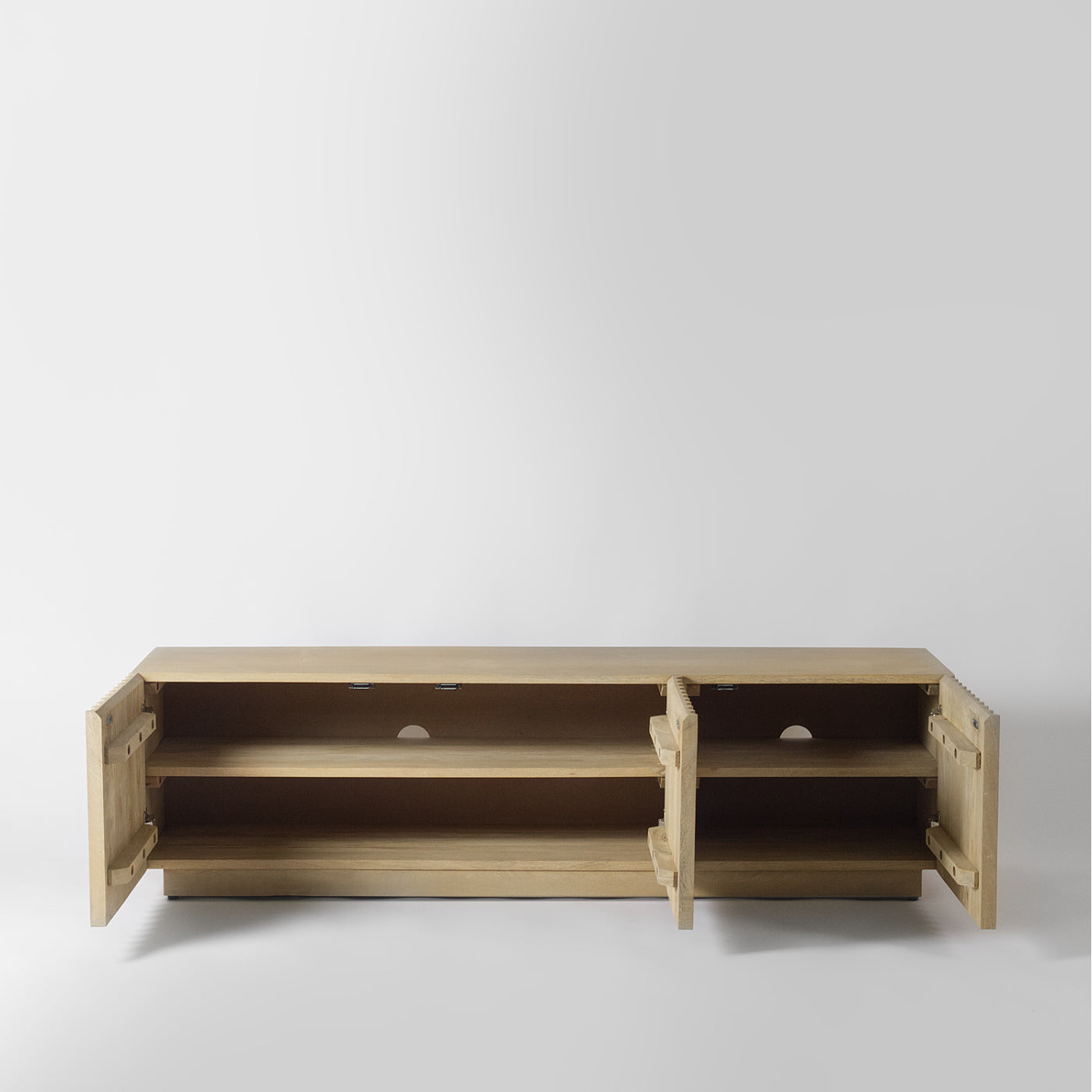 Fluted tv stand pale wood