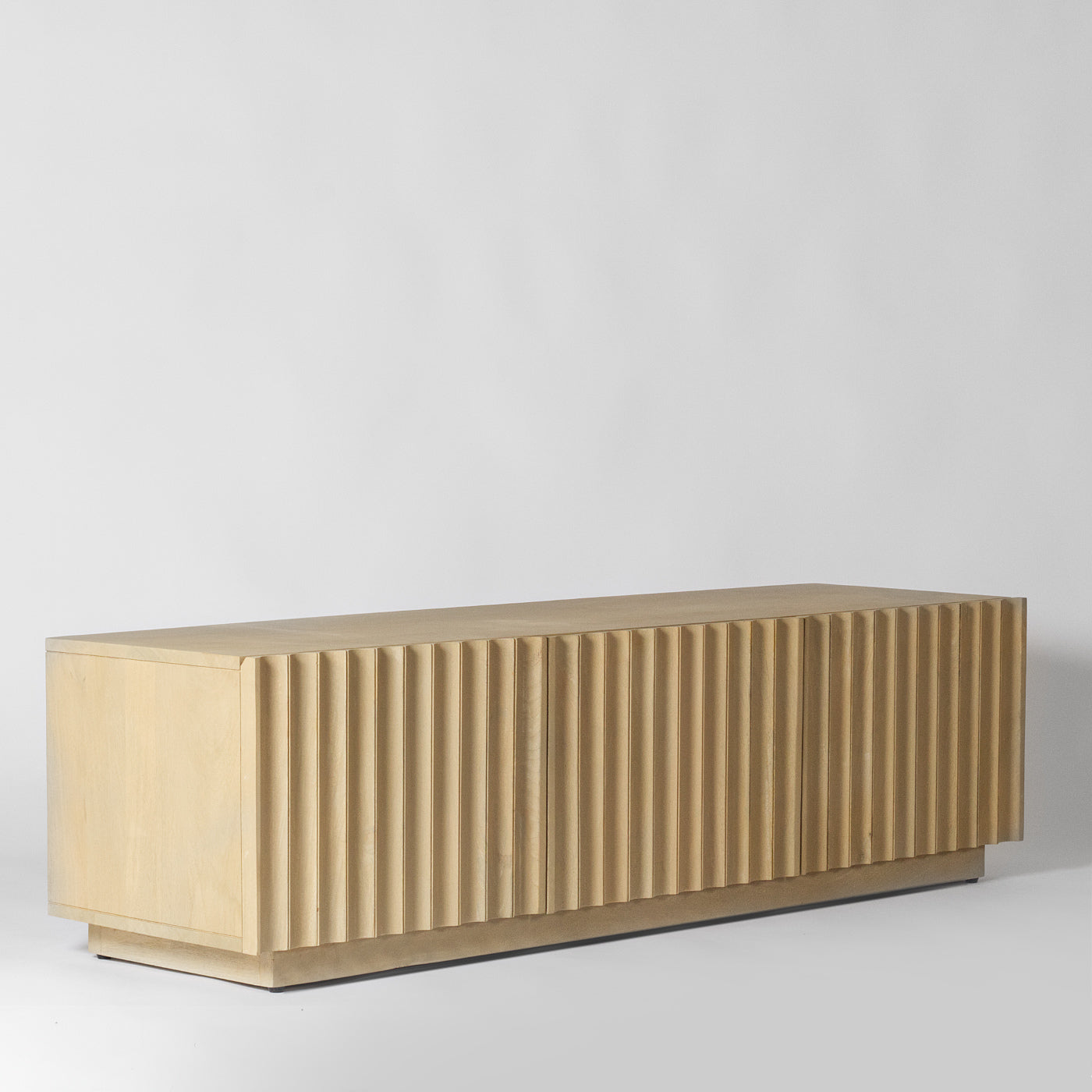 Fluted tv stand pale wood