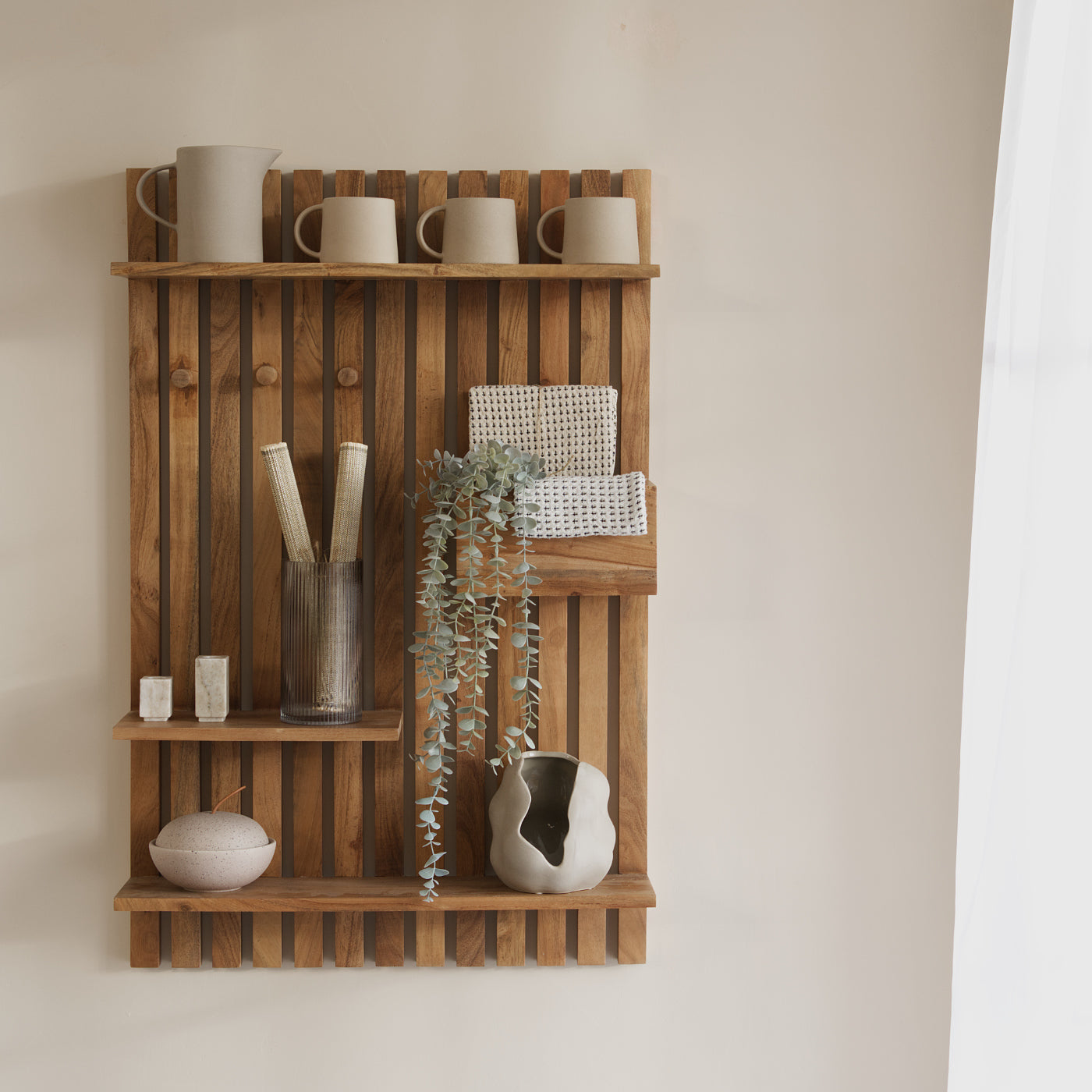 Wooden Slatted Shelf