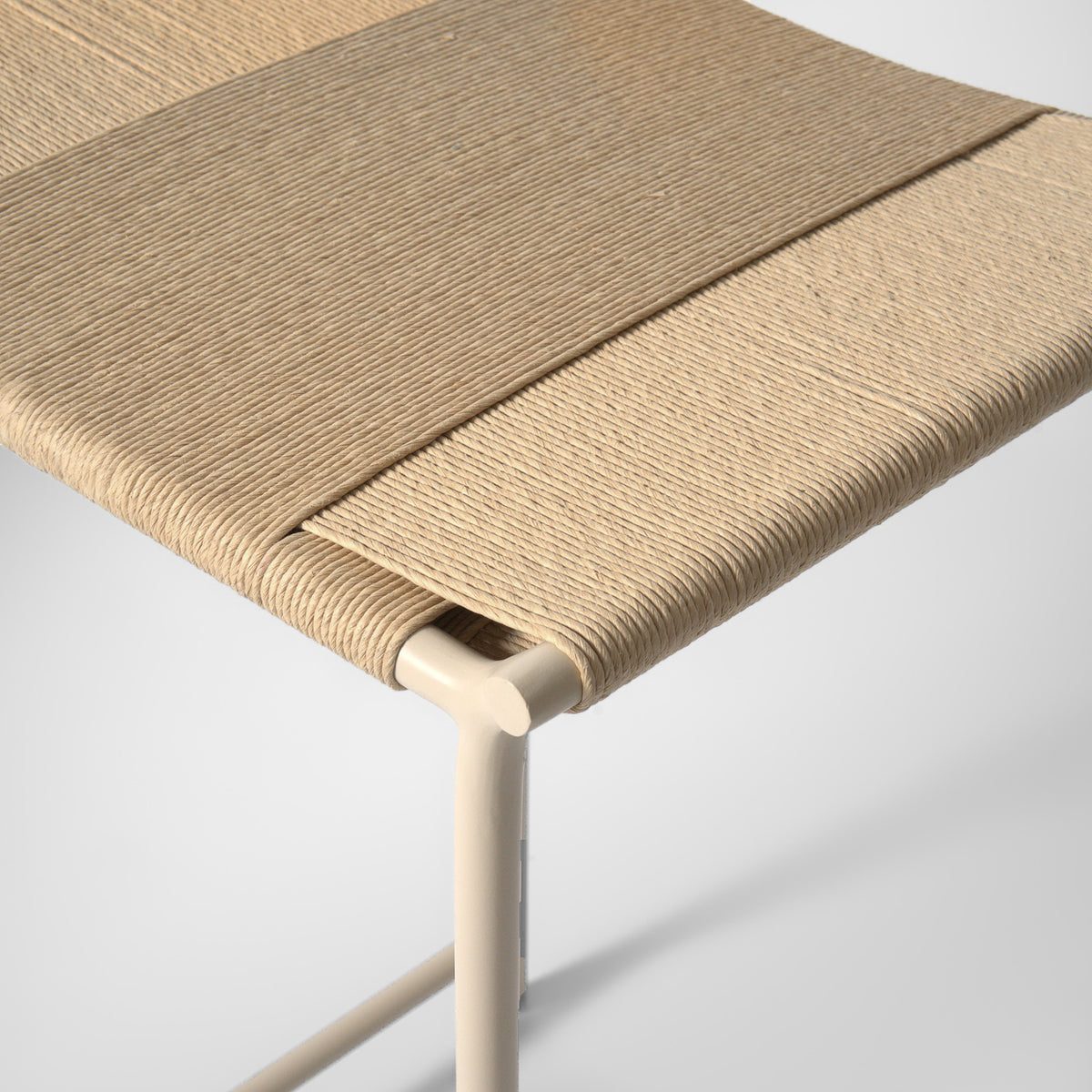 Arched back bar stool in matte beige