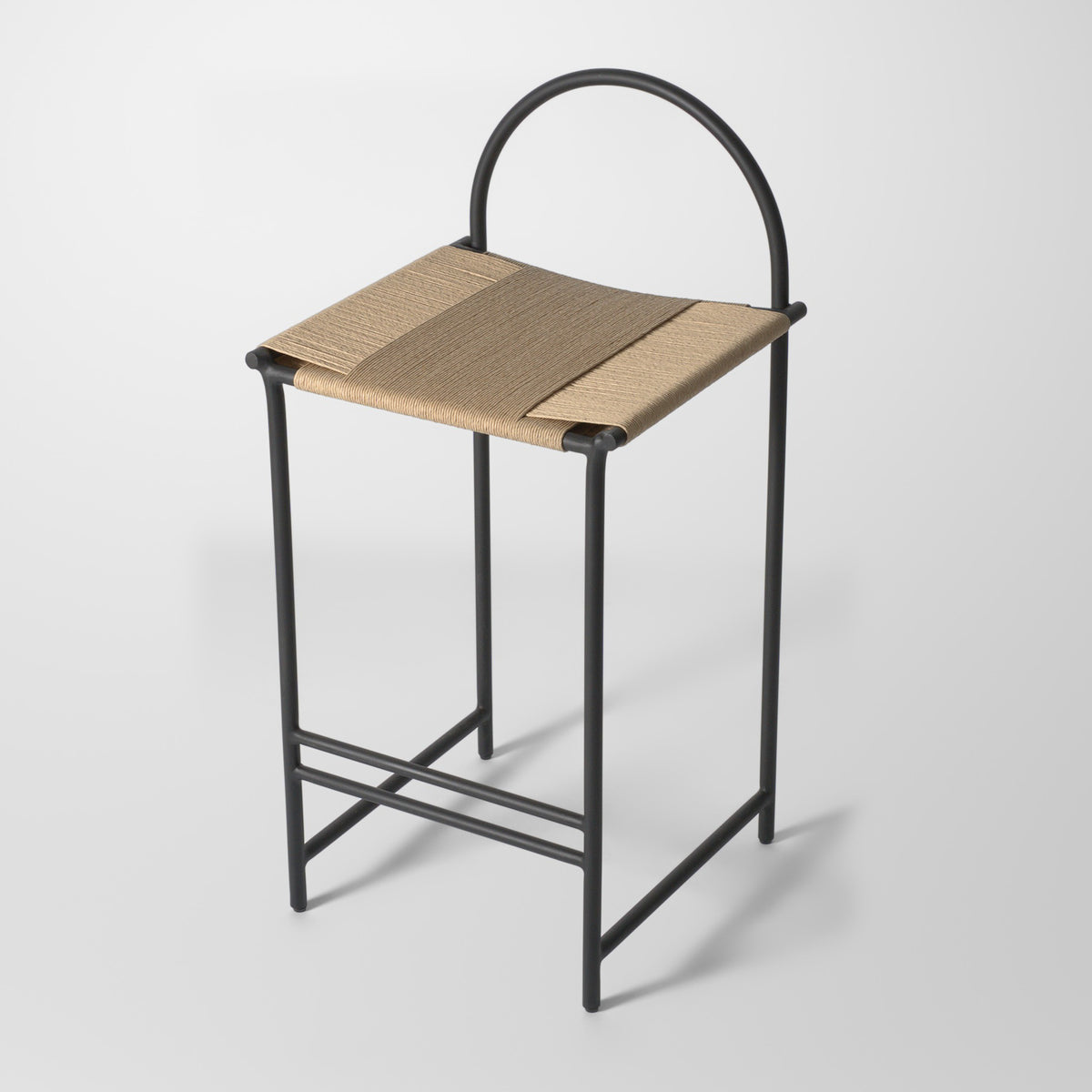 Kirei black counter stool with integrated footrest