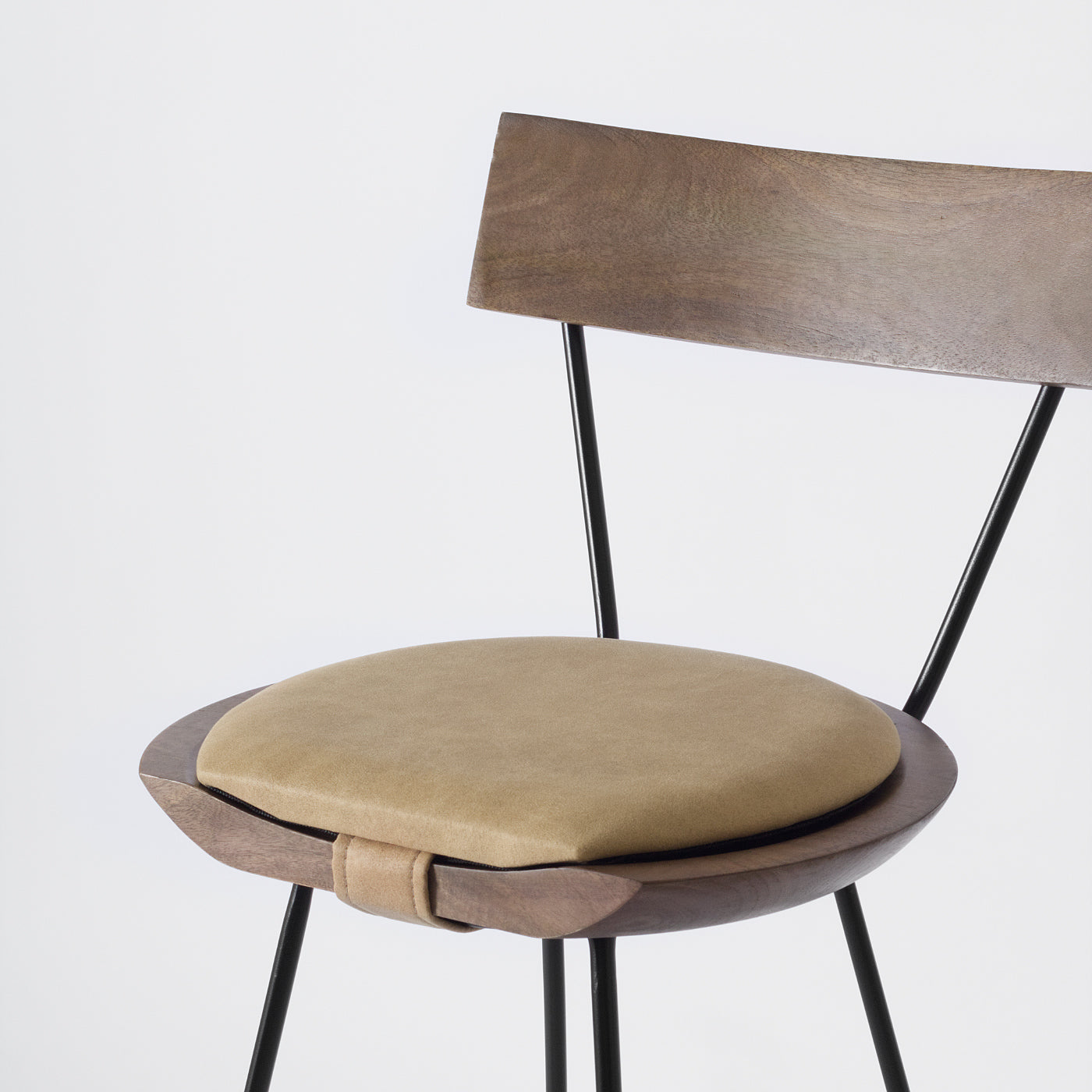 Brown leather bar stool