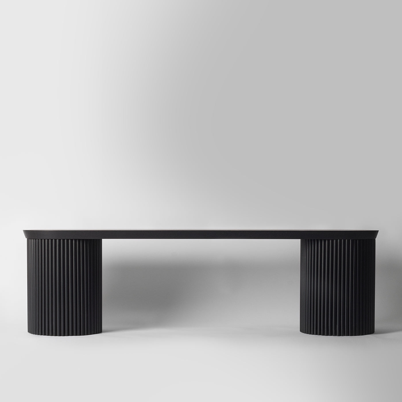 Long Black Bench Ribbed