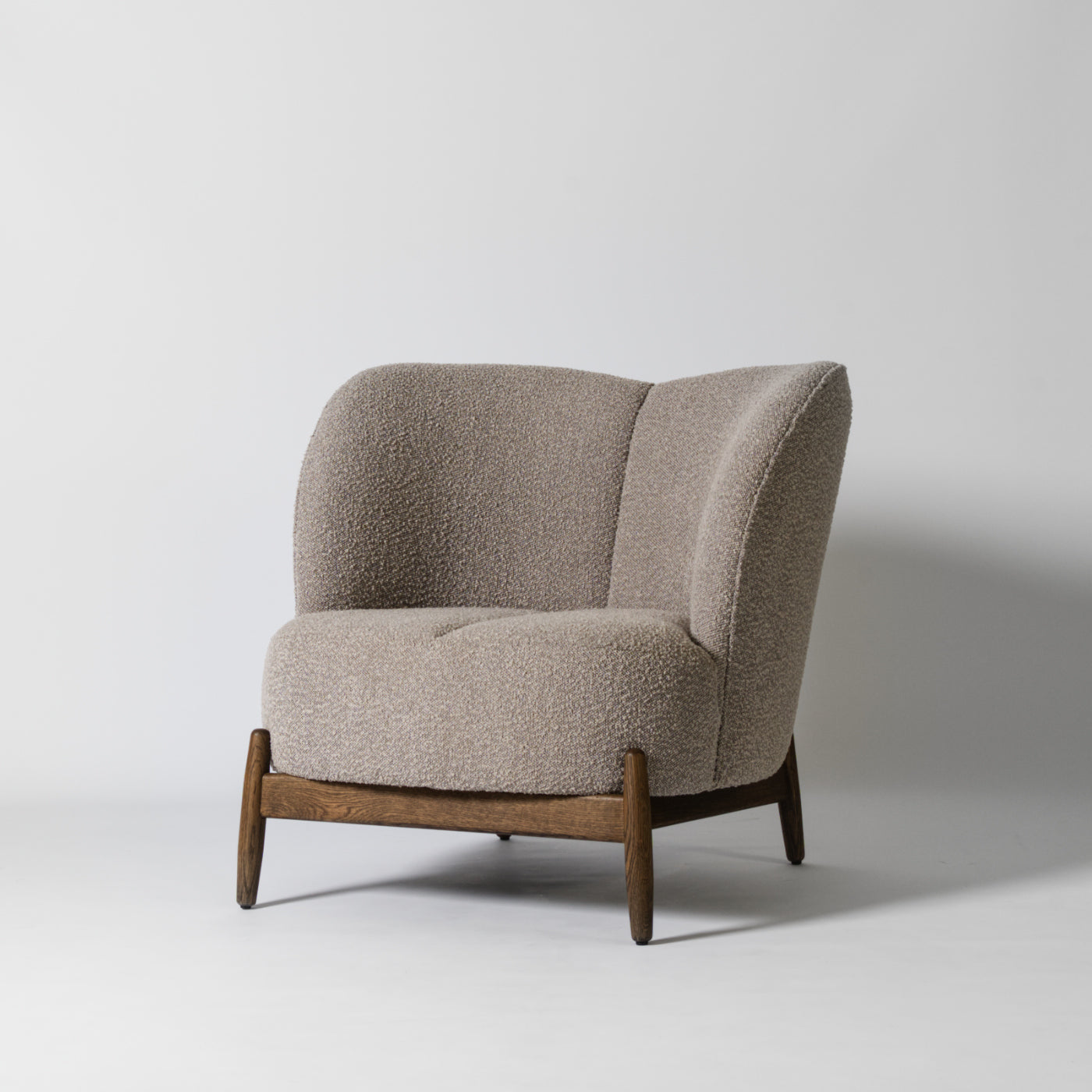 Grey boucle tub chair