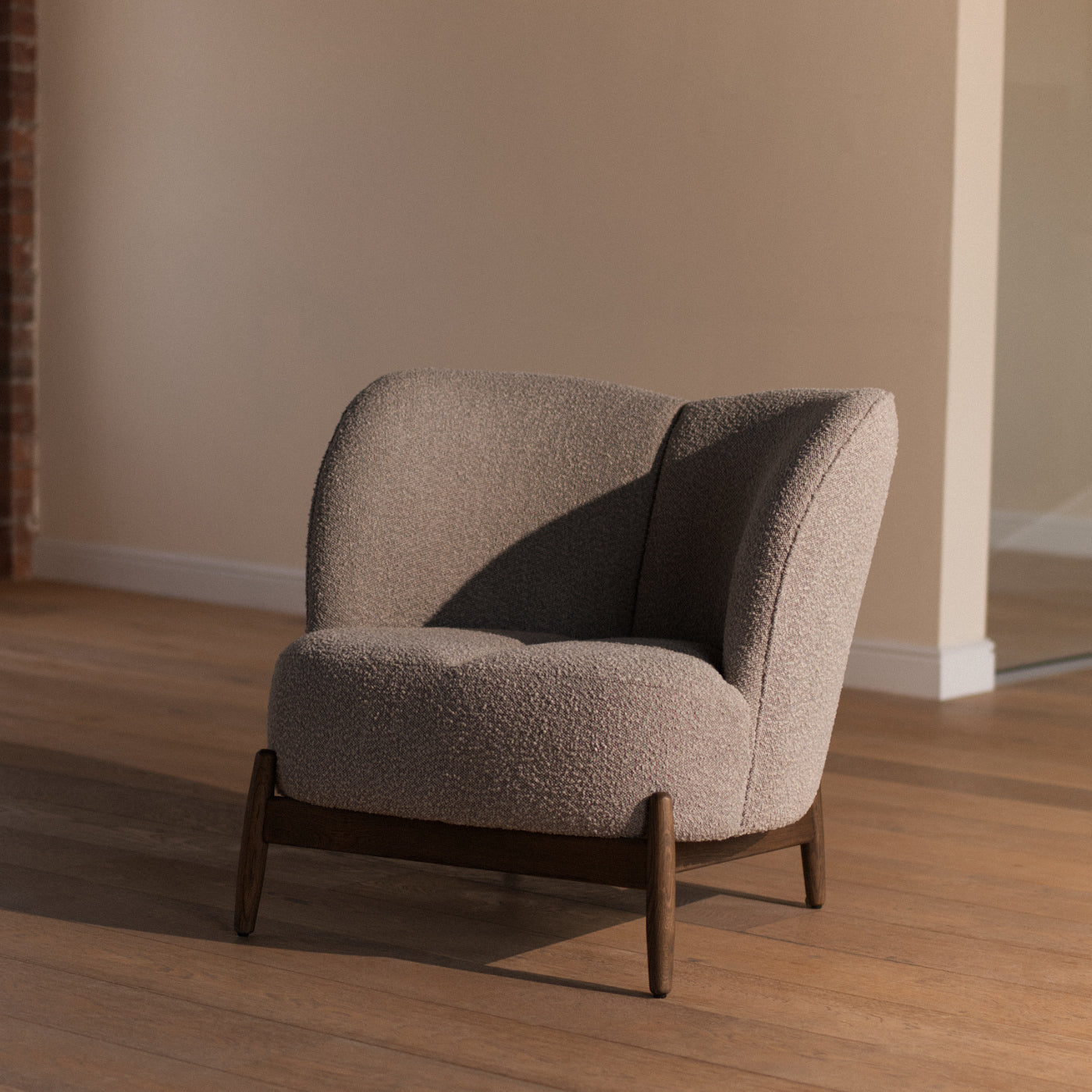Grey boucle wingback