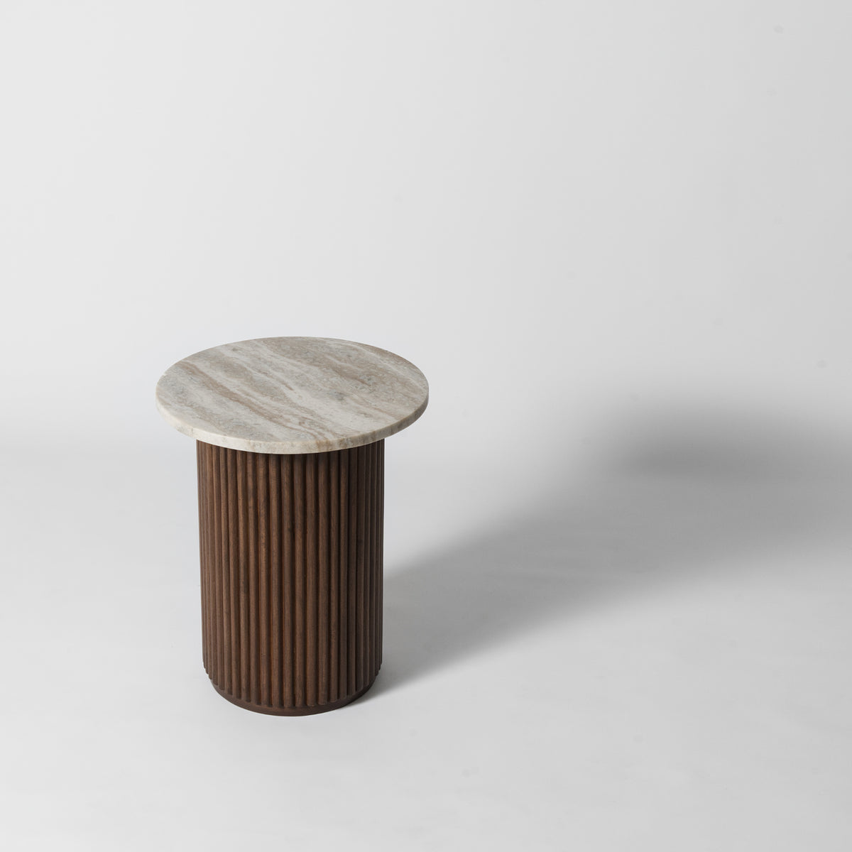 Marble and dark wood side table