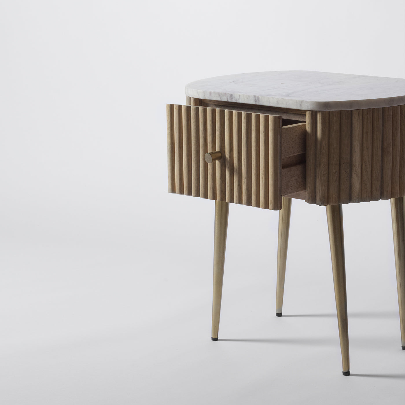 Ribbed Oak Bedside Table