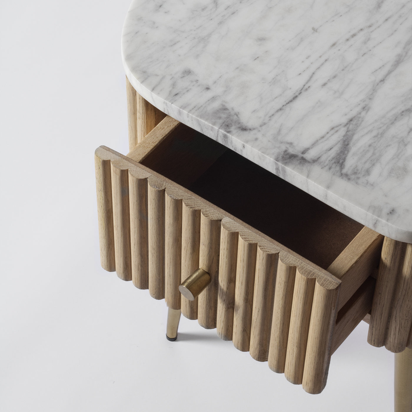 Ribbed Oak Bedside Table