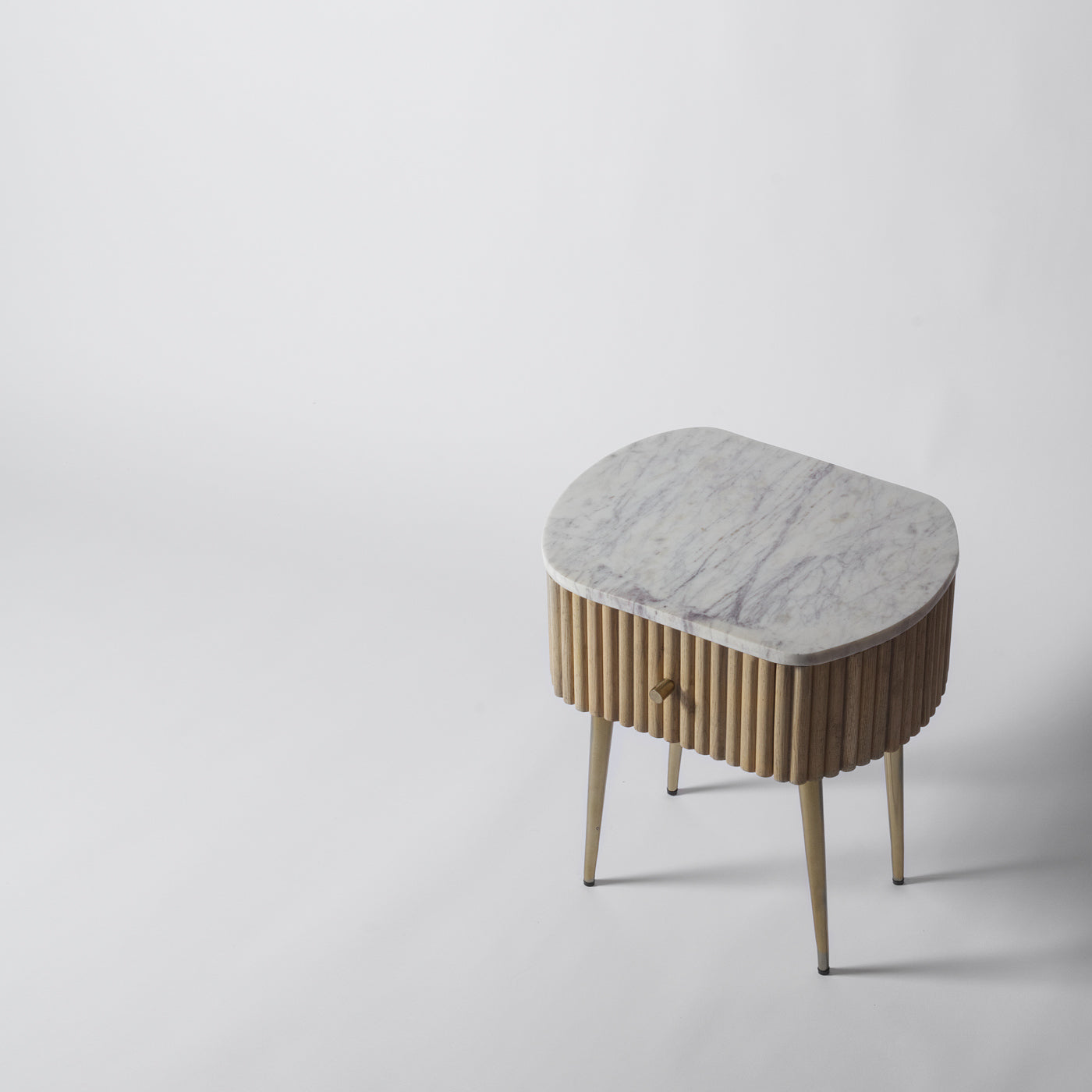 Ribbed Oak Bedside Table