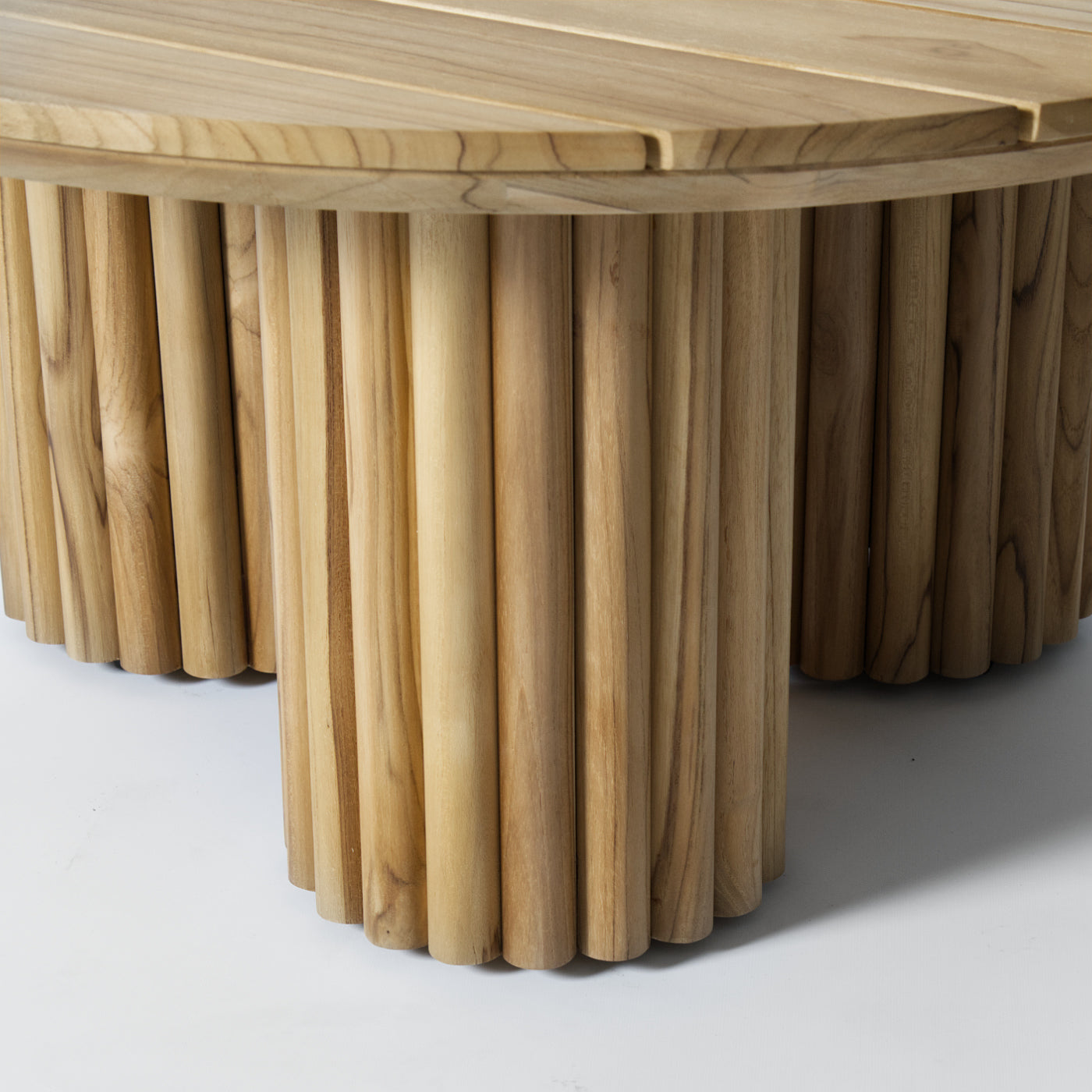 Round teak garden coffee table