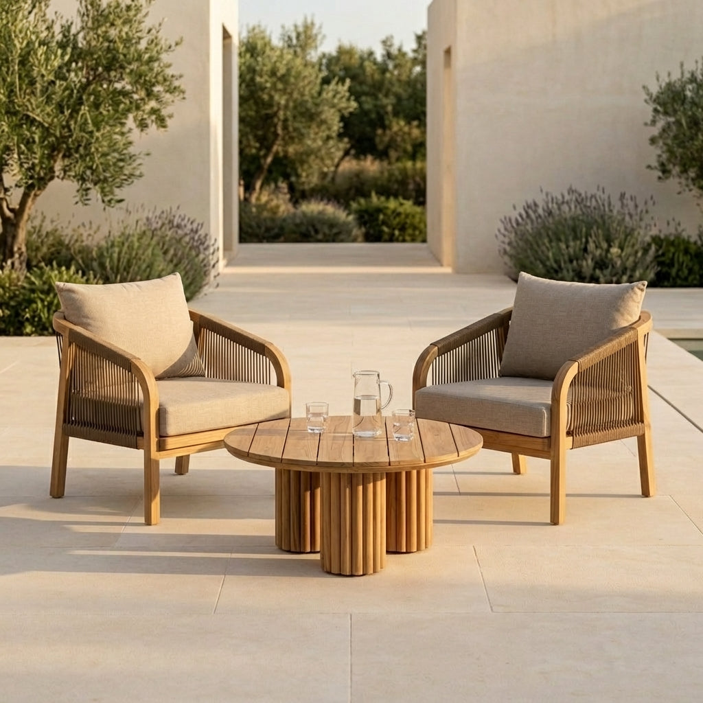 Fluted outdoor coffee table