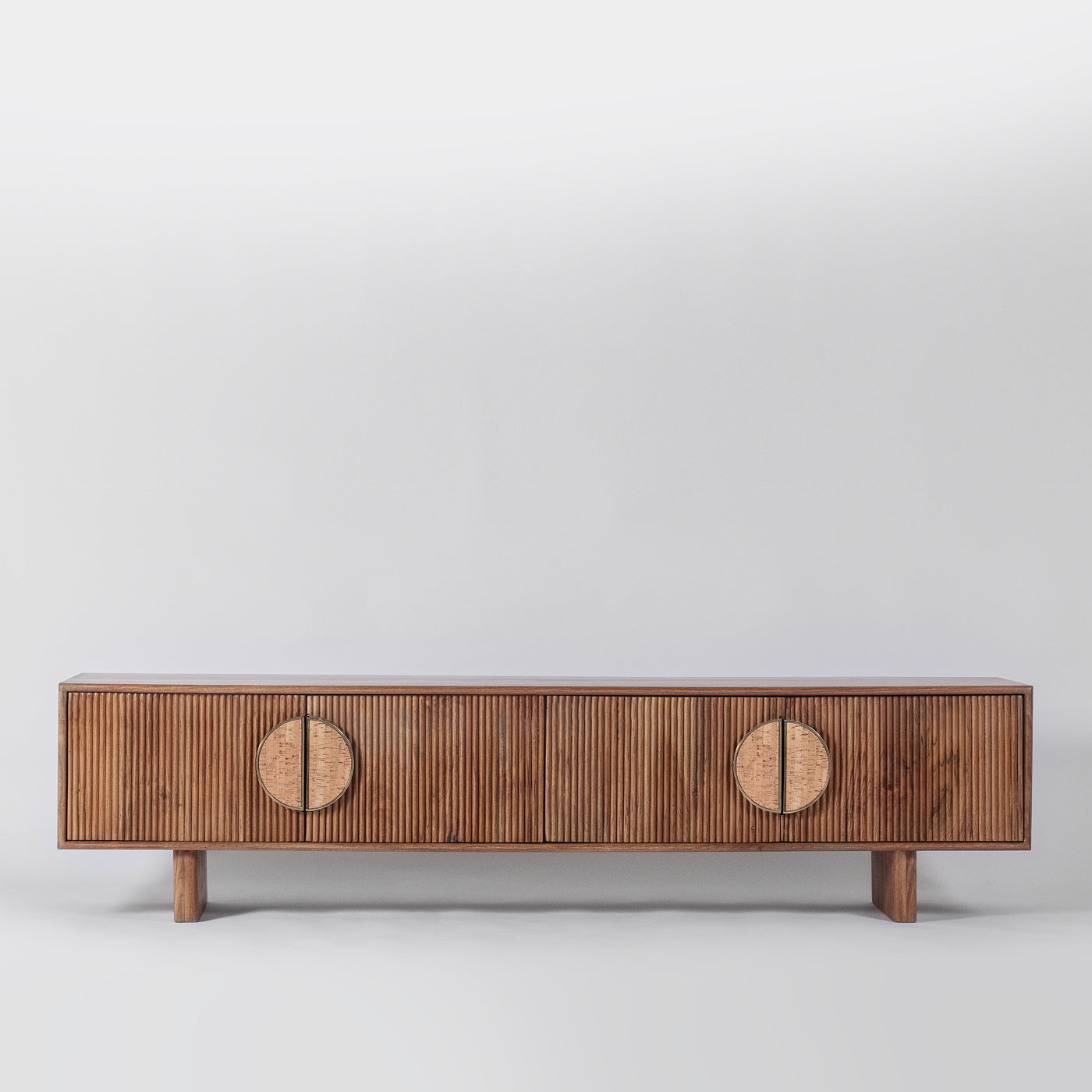 Acacia Ribbed TV Stand Cork