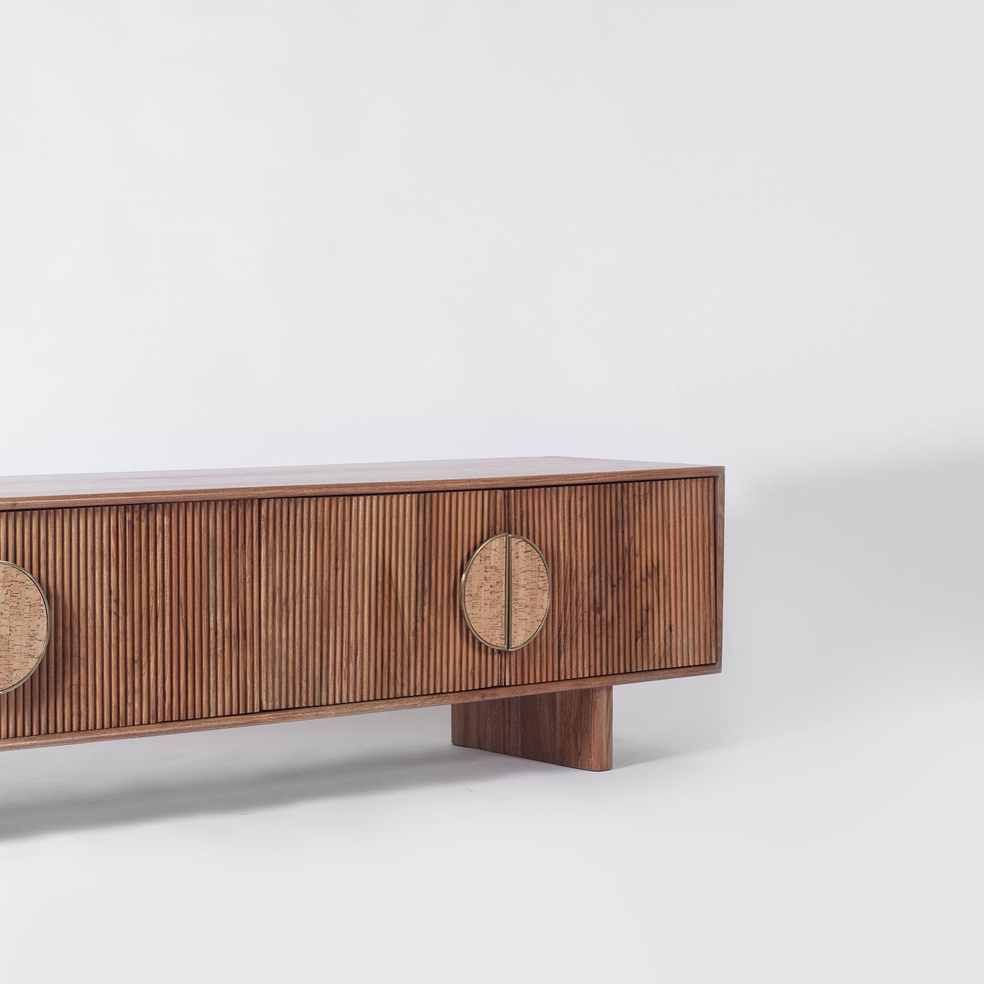 Acacia Ribbed TV Stand, Cork