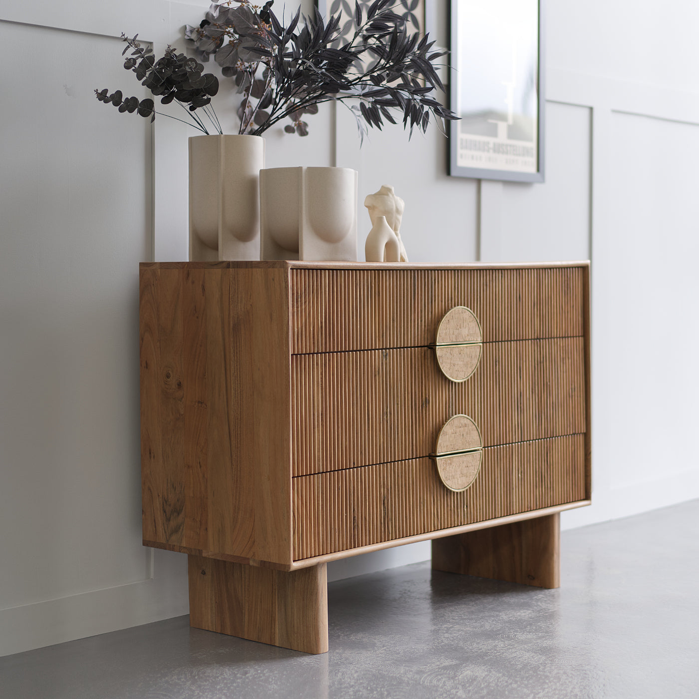 Acacia Ribbed Chest Of Drawers