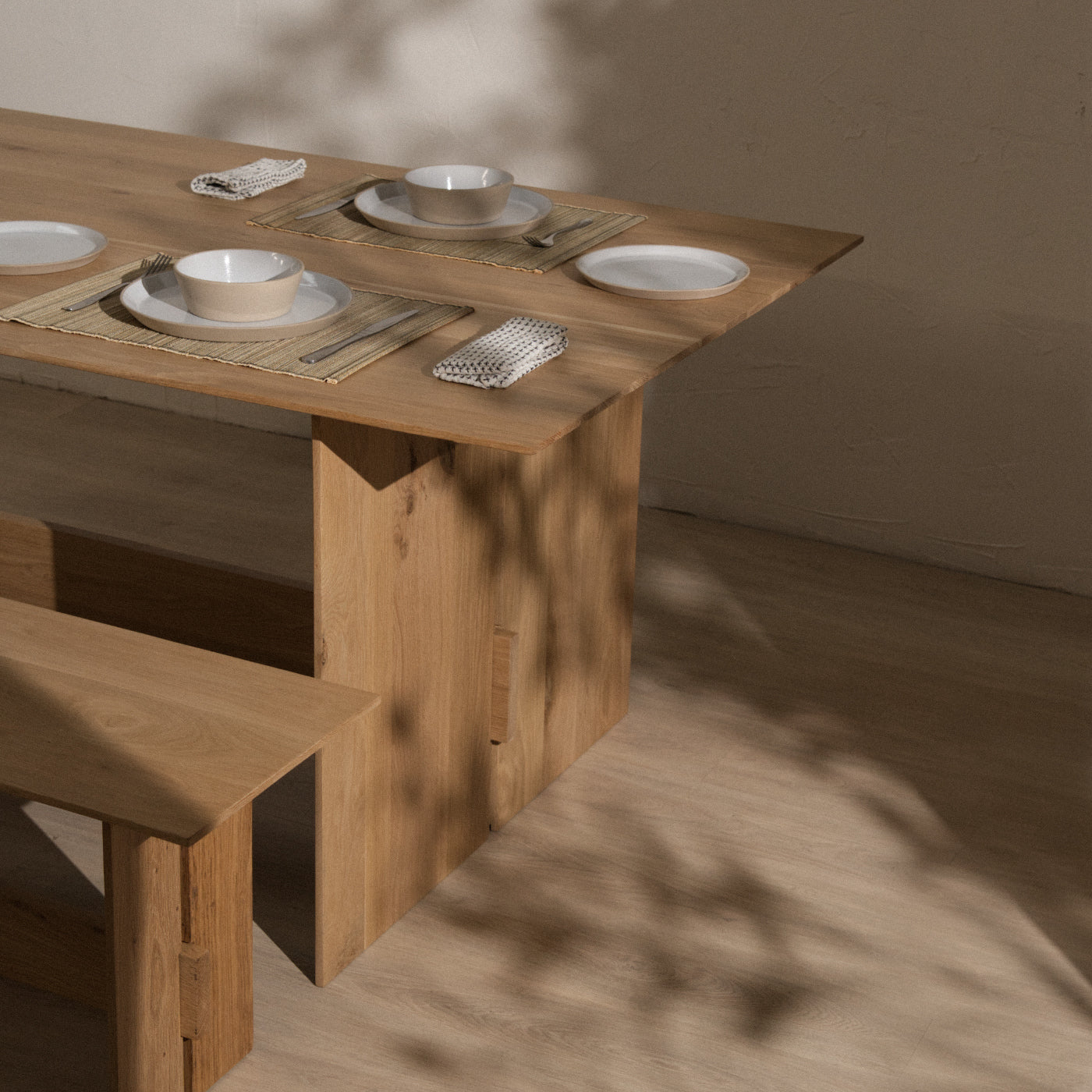 Nordic dining bench and table