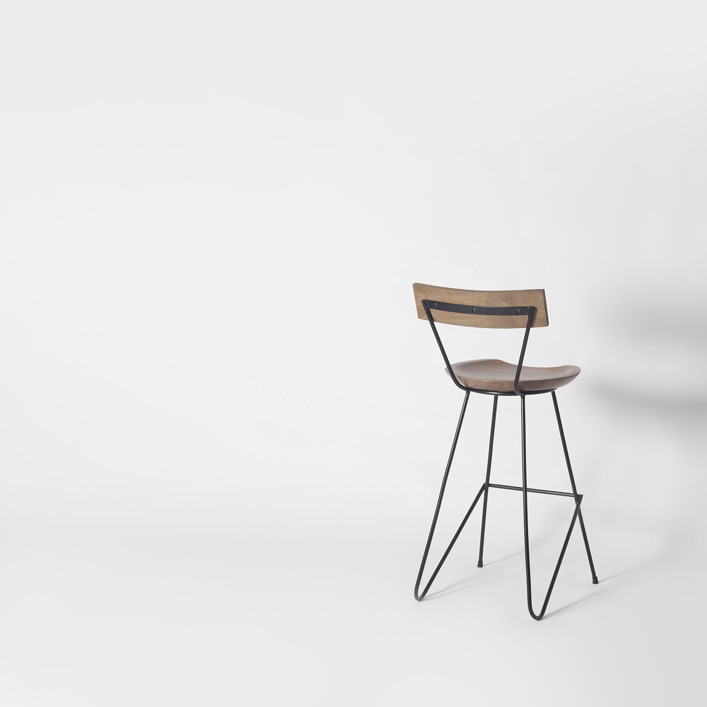High Back Bar Stool, Walnut, 65cm