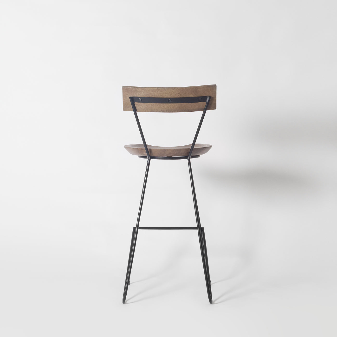 Wooden High Back Bar Stool, Walnut, 65cm