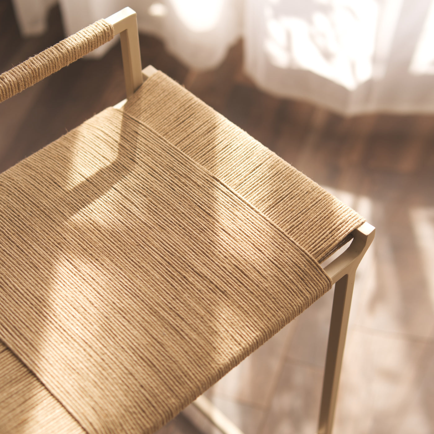 Taupe woven counter stool