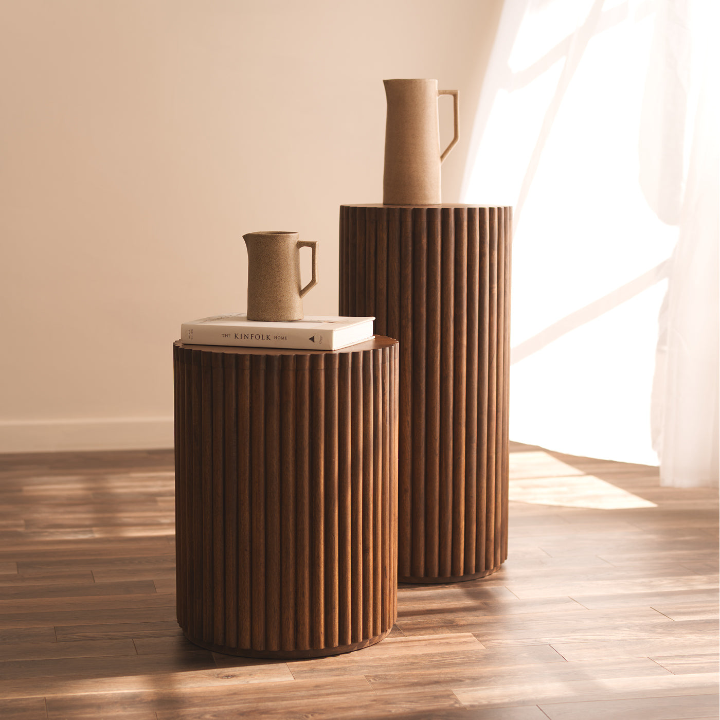 Walnut Ribbed Side Table