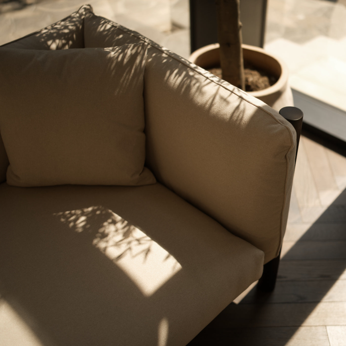 Wooden framed large 2 seater sofa