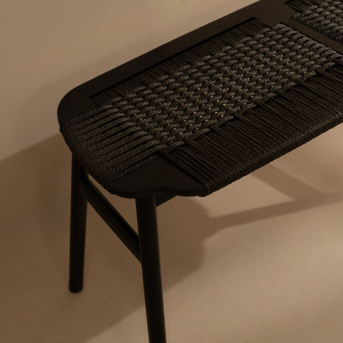arven solid oak black woven dining bench
