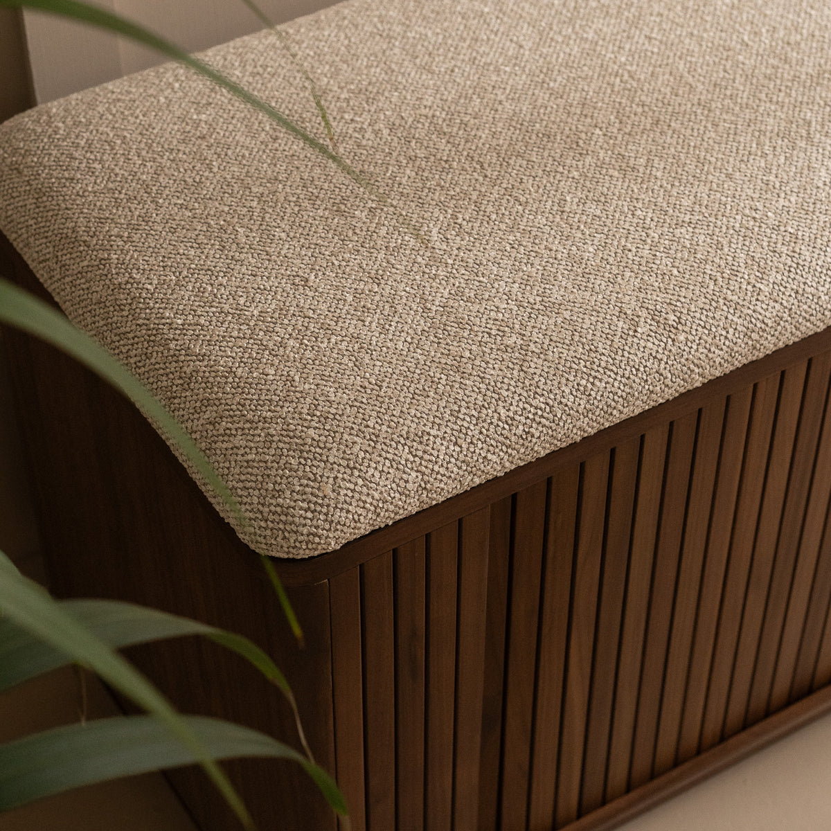 riva walnut wood 2 door ottoman storage bench