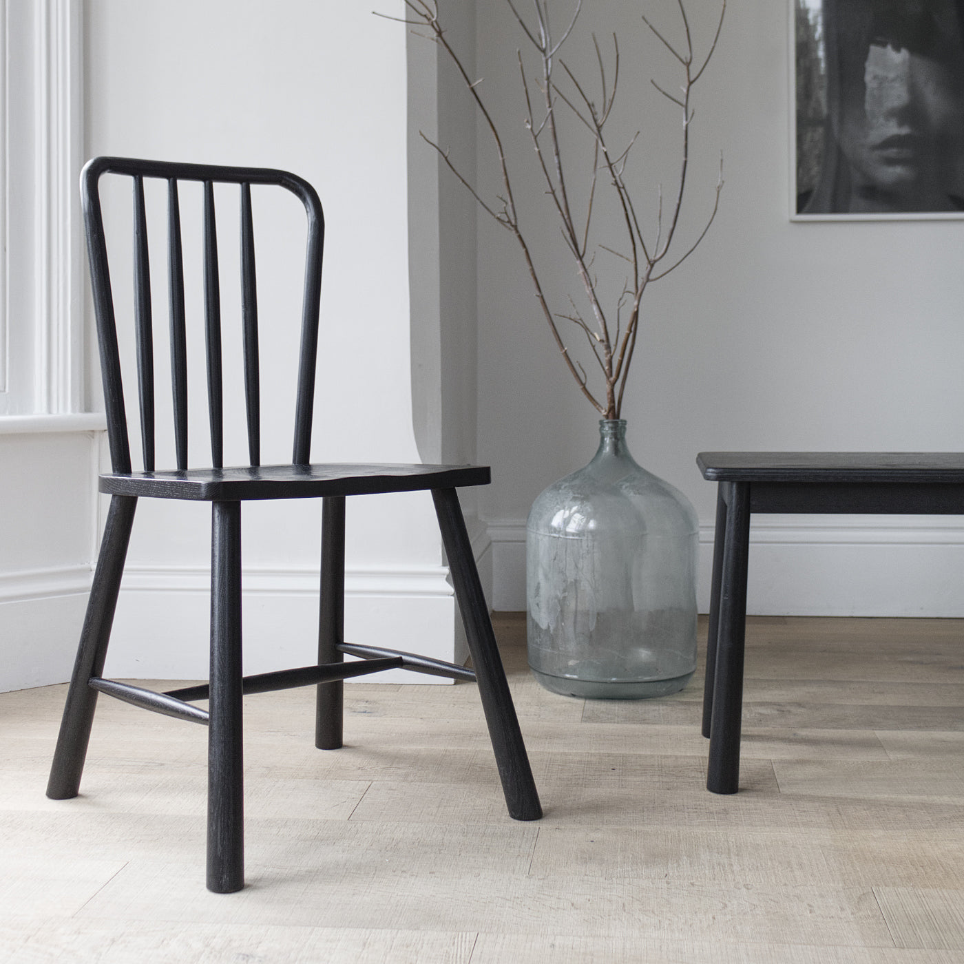 black wood dining chair