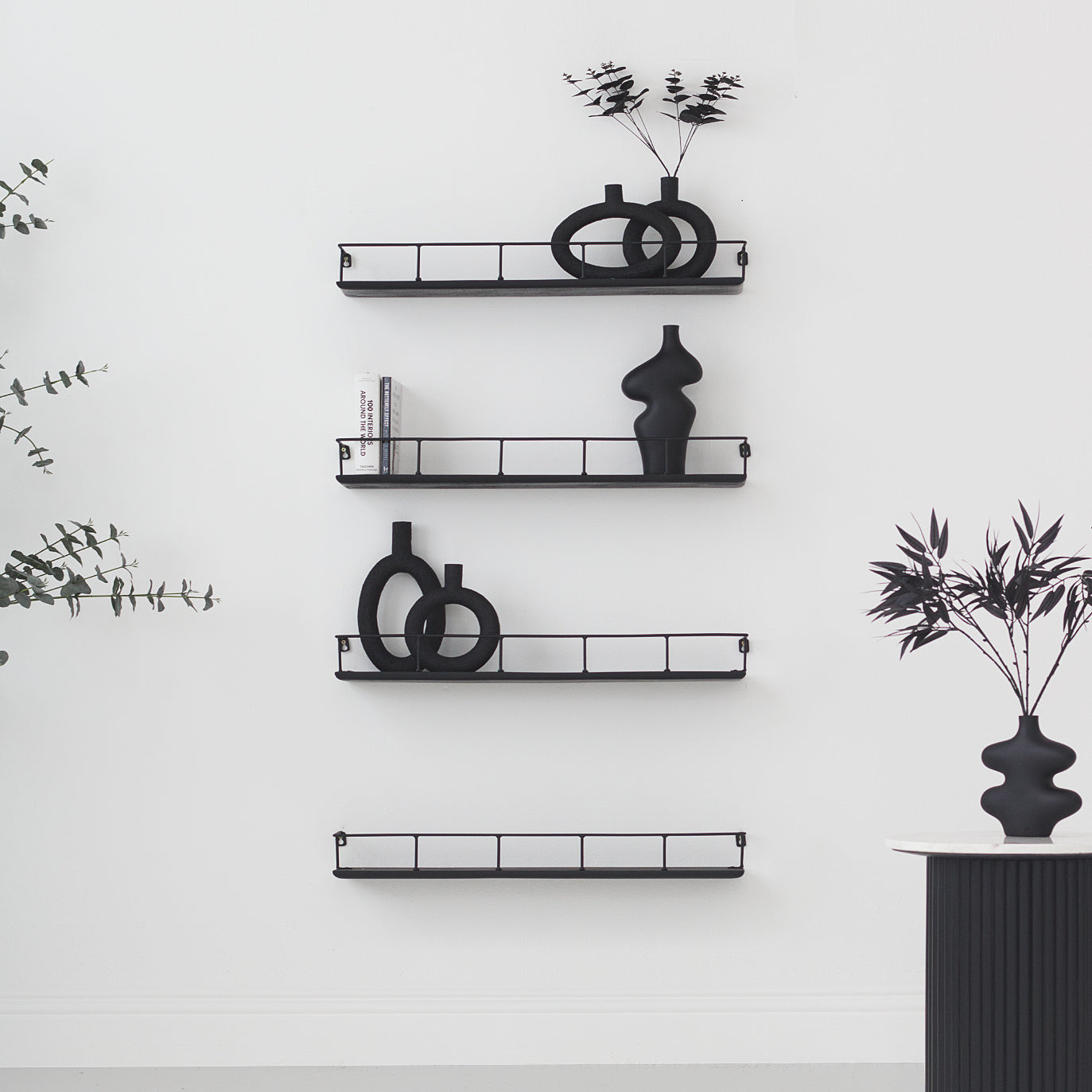 Feature wall shelves