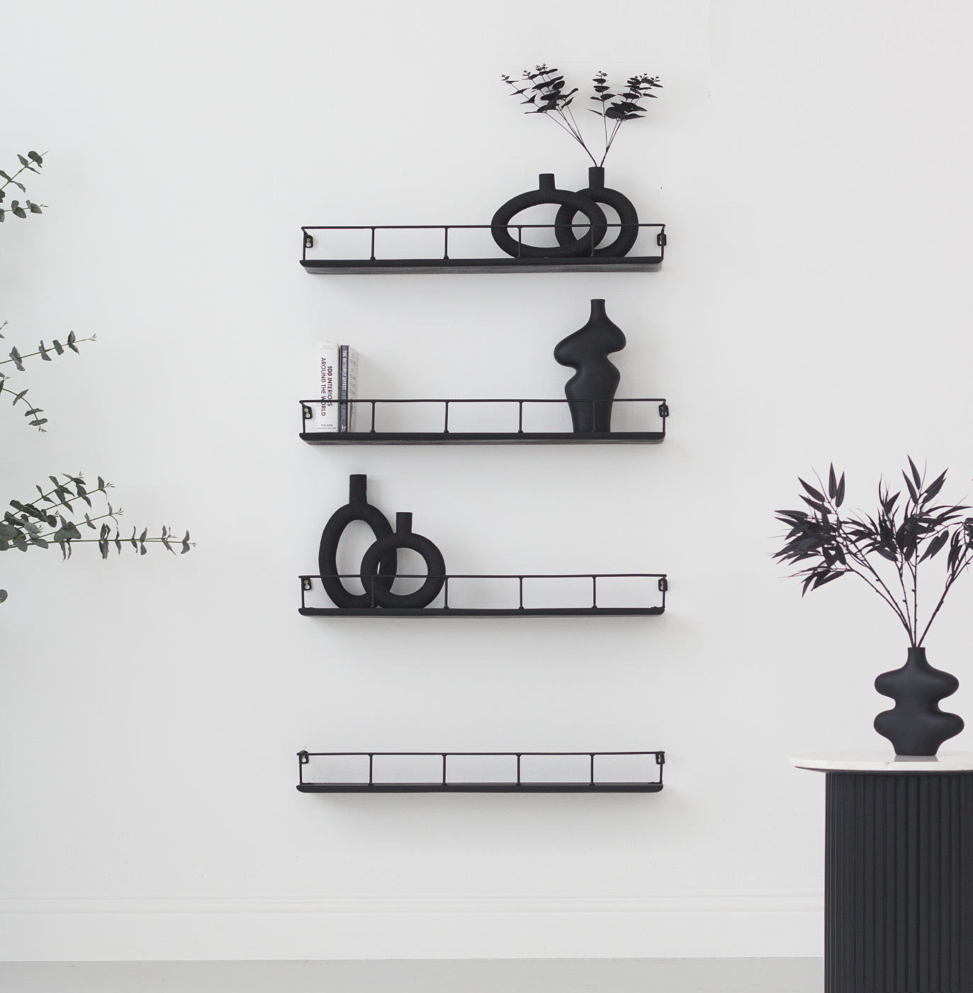 Feature wall shelves