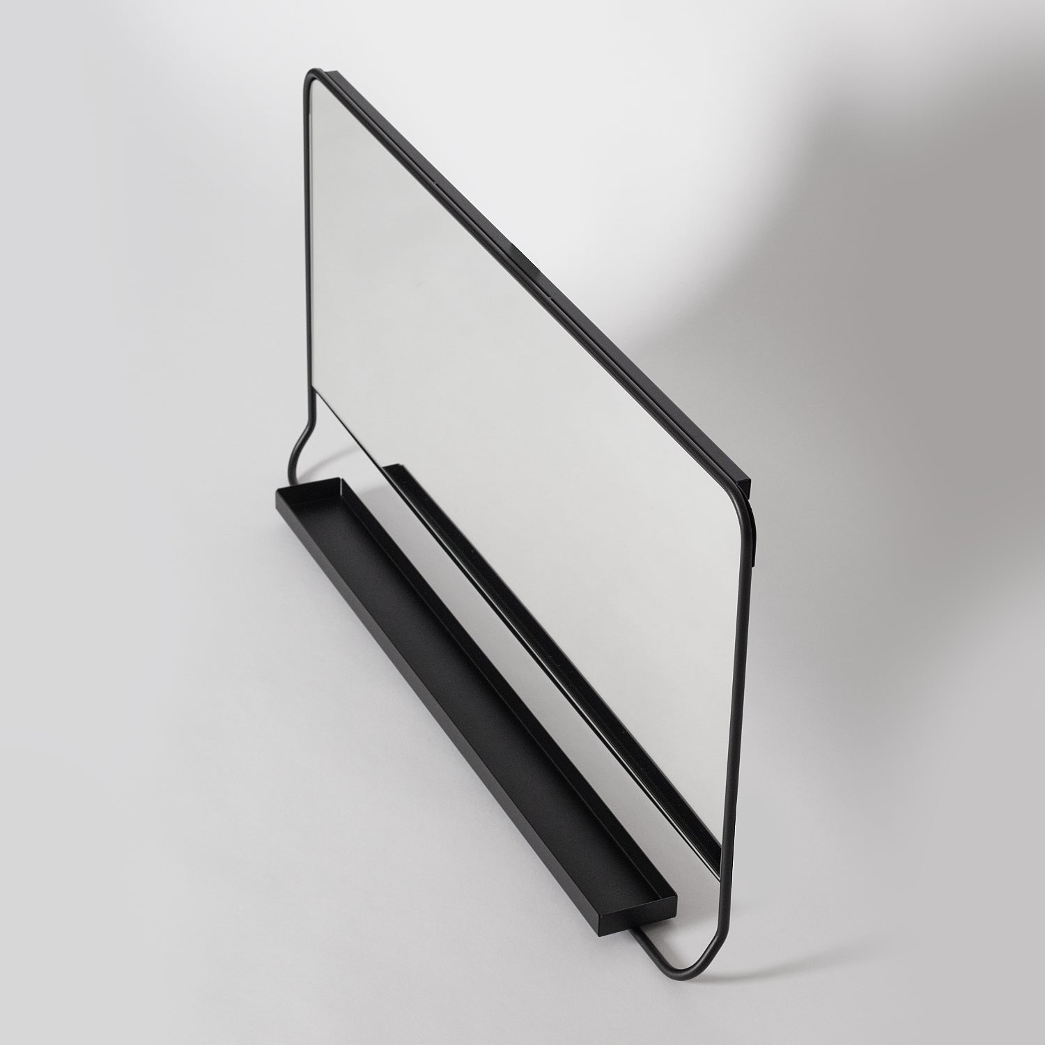 Black hallway mirror shelf