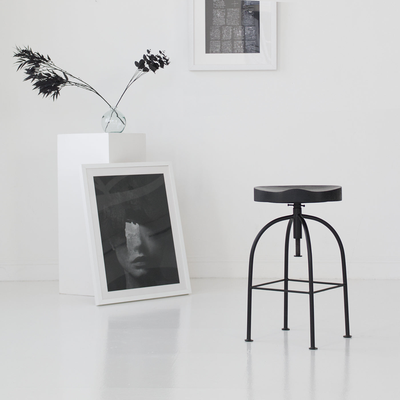 Black adjustable bar stool